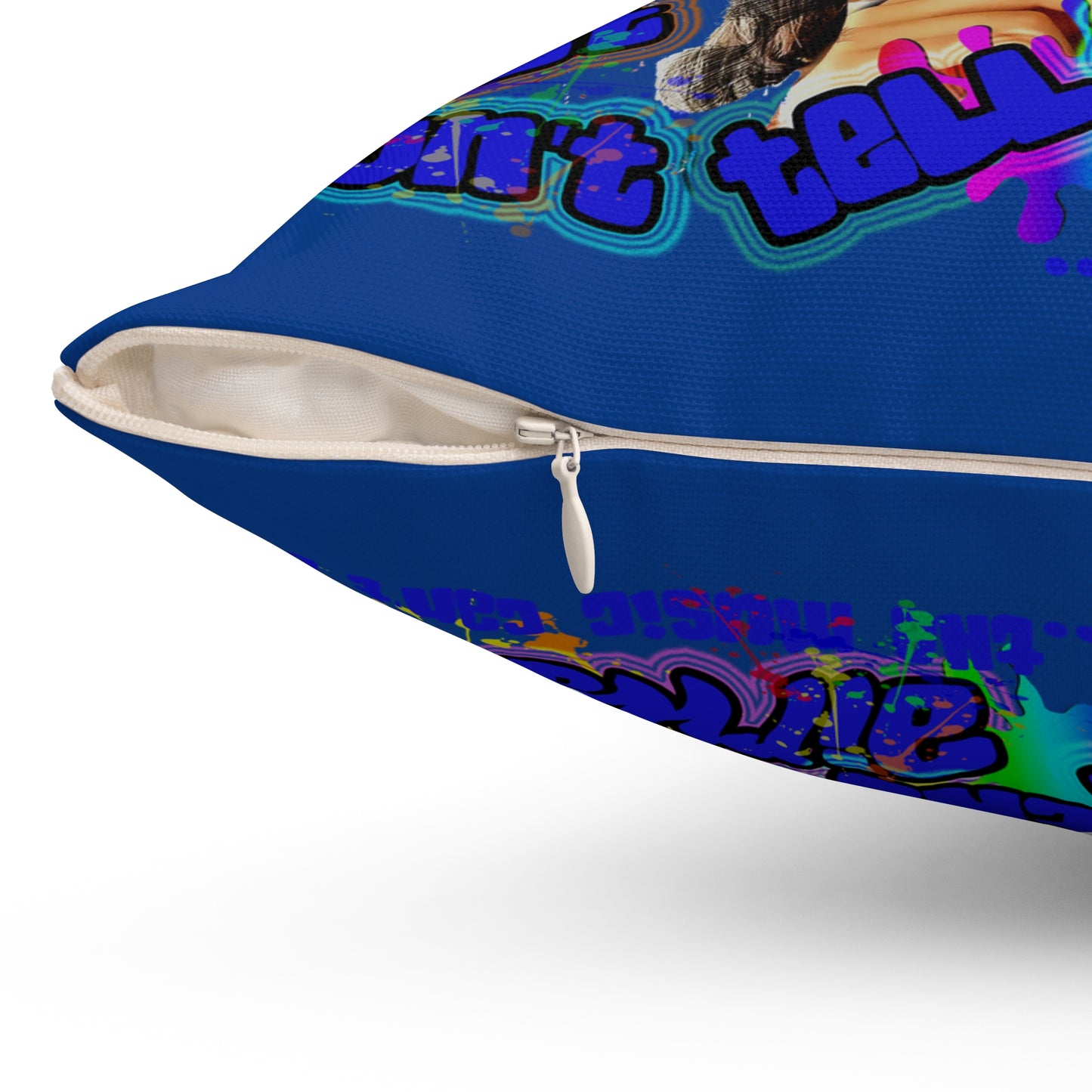 drop the beat - Spun Polyester Square Pillow - (dark blue)