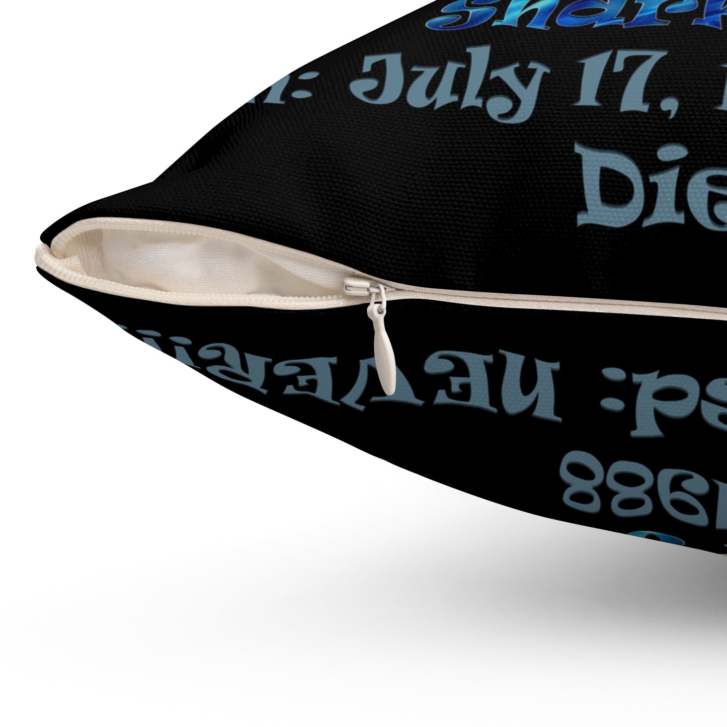 shark week - Spun Polyester Square Pillow - (black)