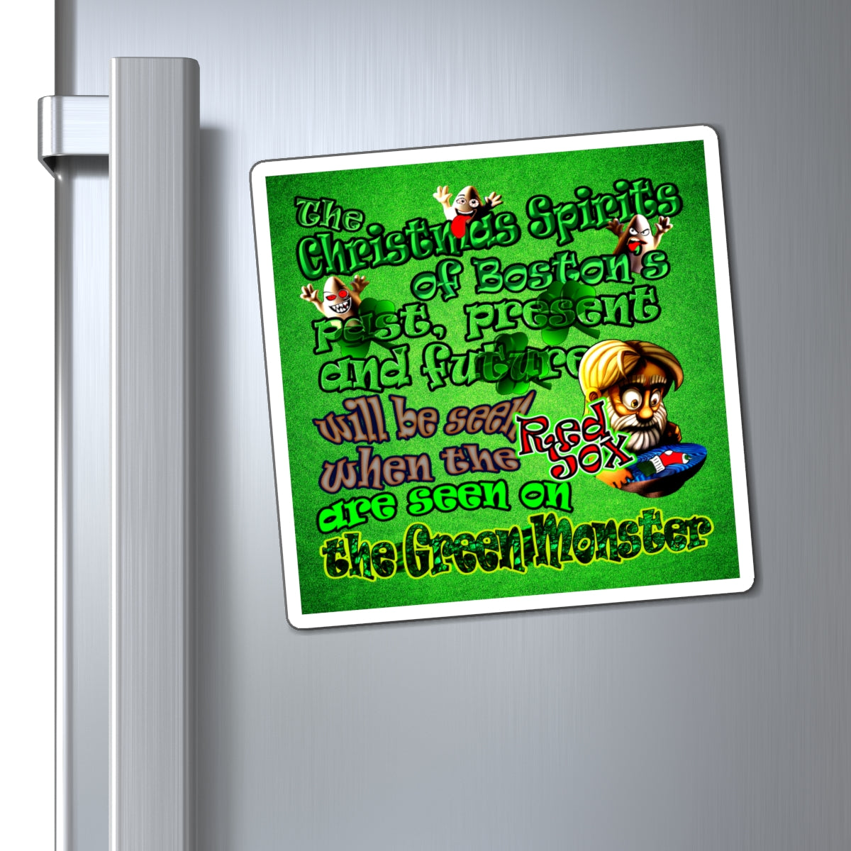 christmas spirits of boston - Magnets - (green turf)