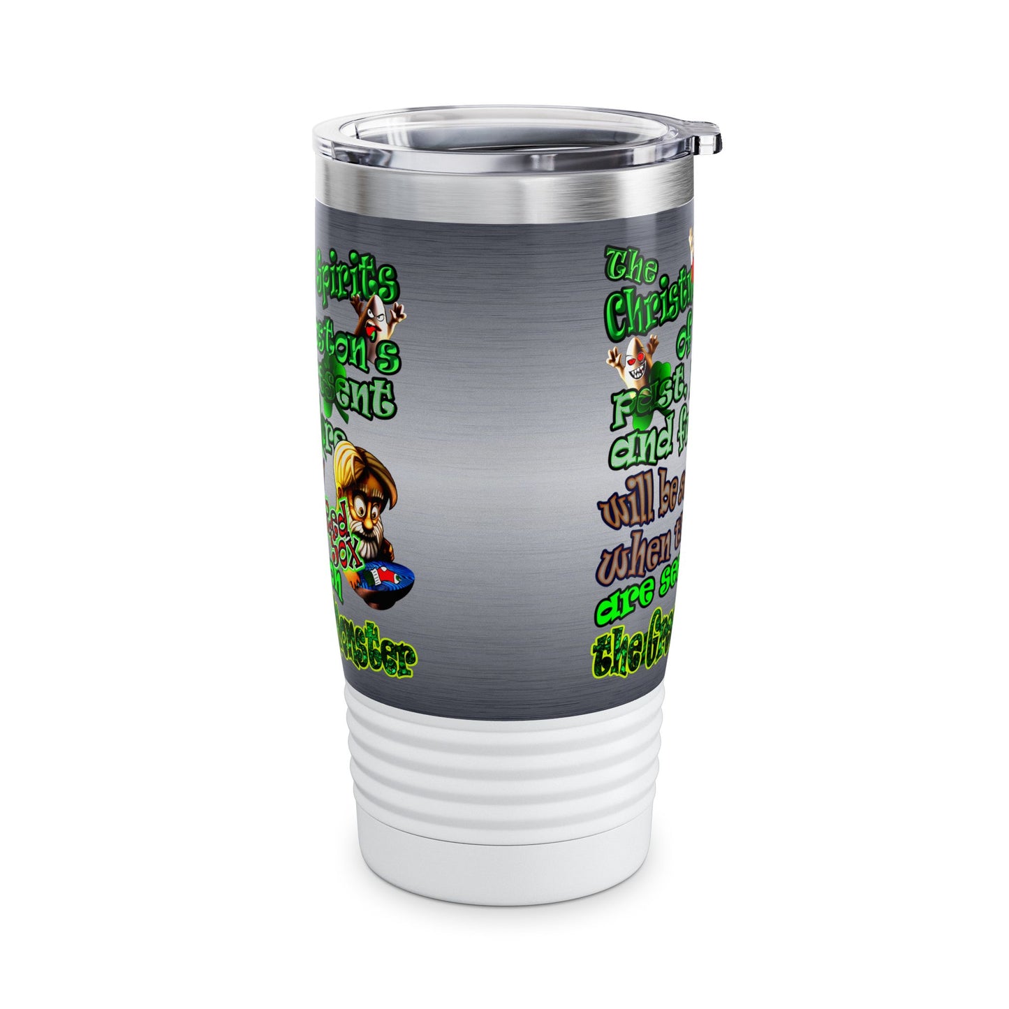 christmas spirits of boston - Ringneck Tumbler, 20oz (brushed nickel)