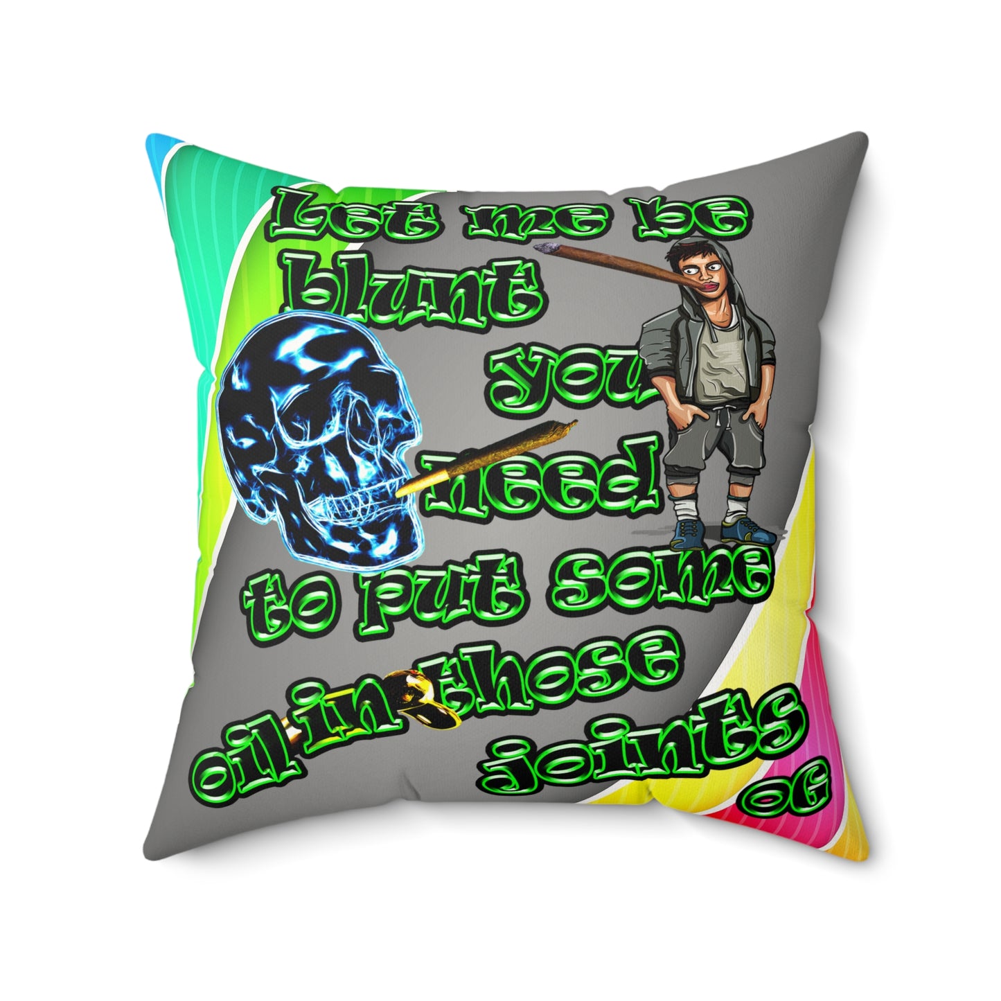 og - Faux Suede Square Pillow - (rainbow split)