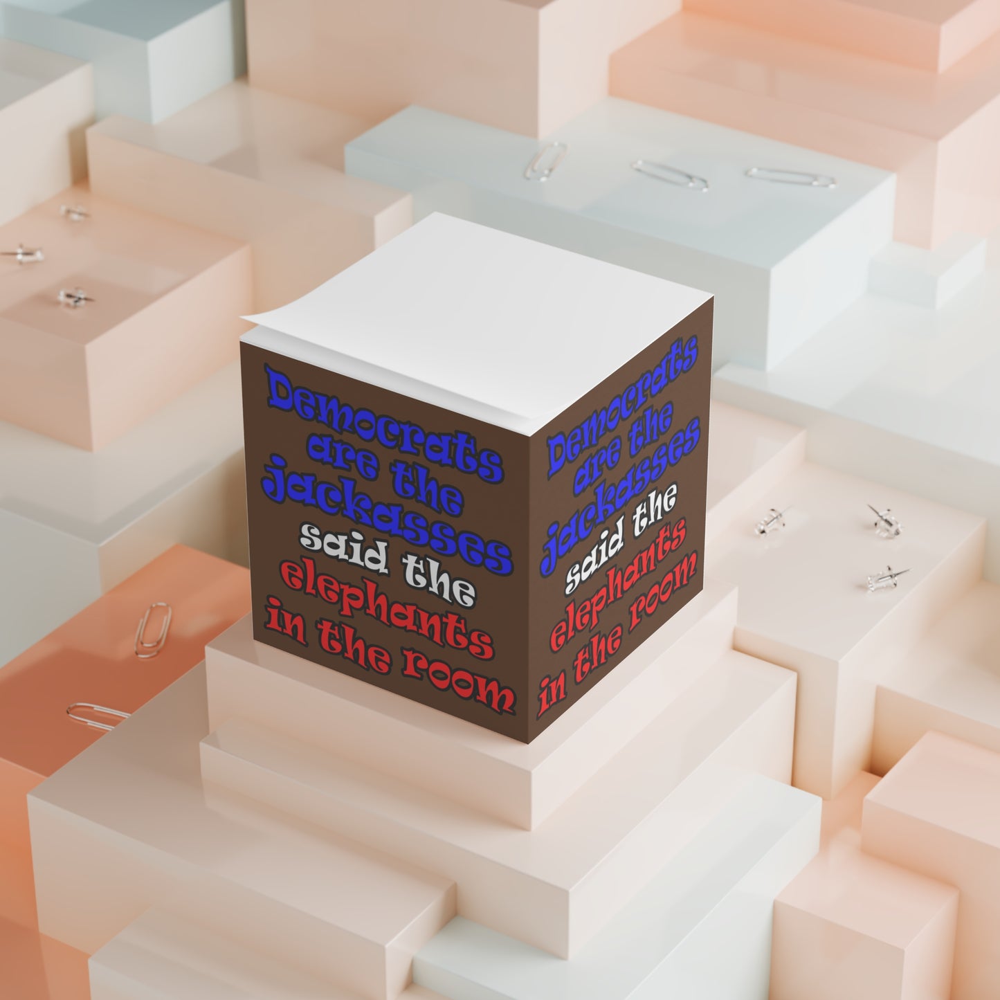 donkeys and elephants - note cube (brown)