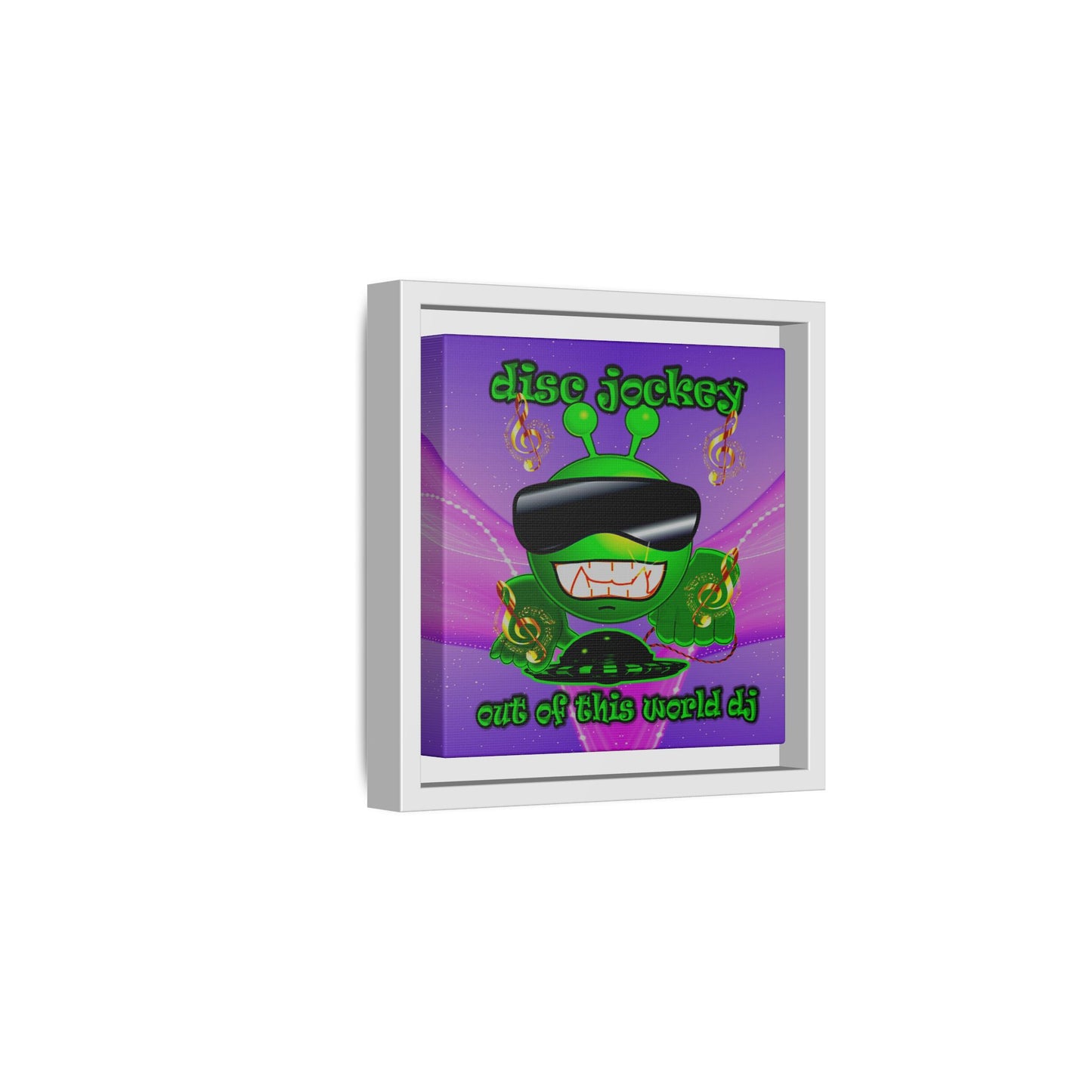 disc jockey - framed canvas art (purple-pink wave)