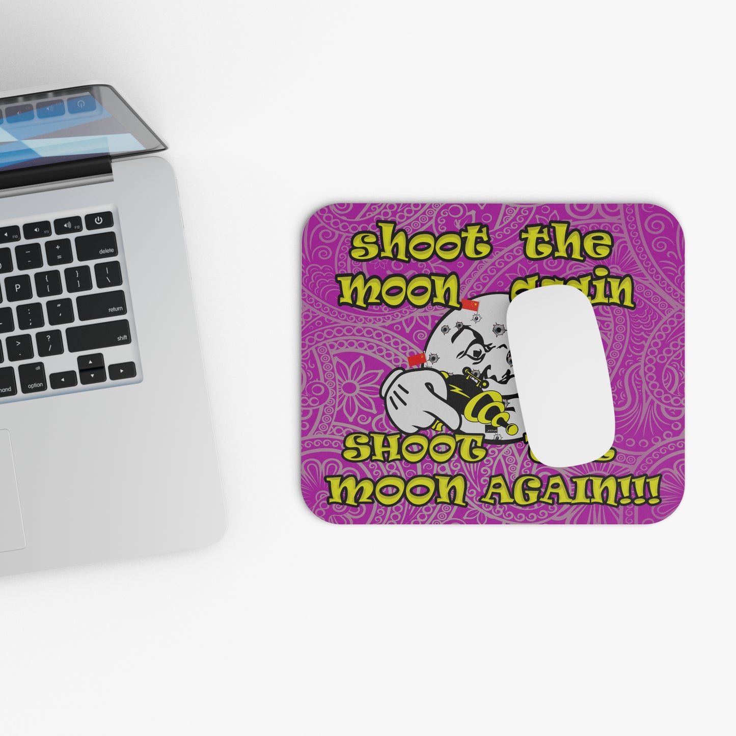 shoot the moon again - Mouse Pad (Rectangle) (pink swirl)