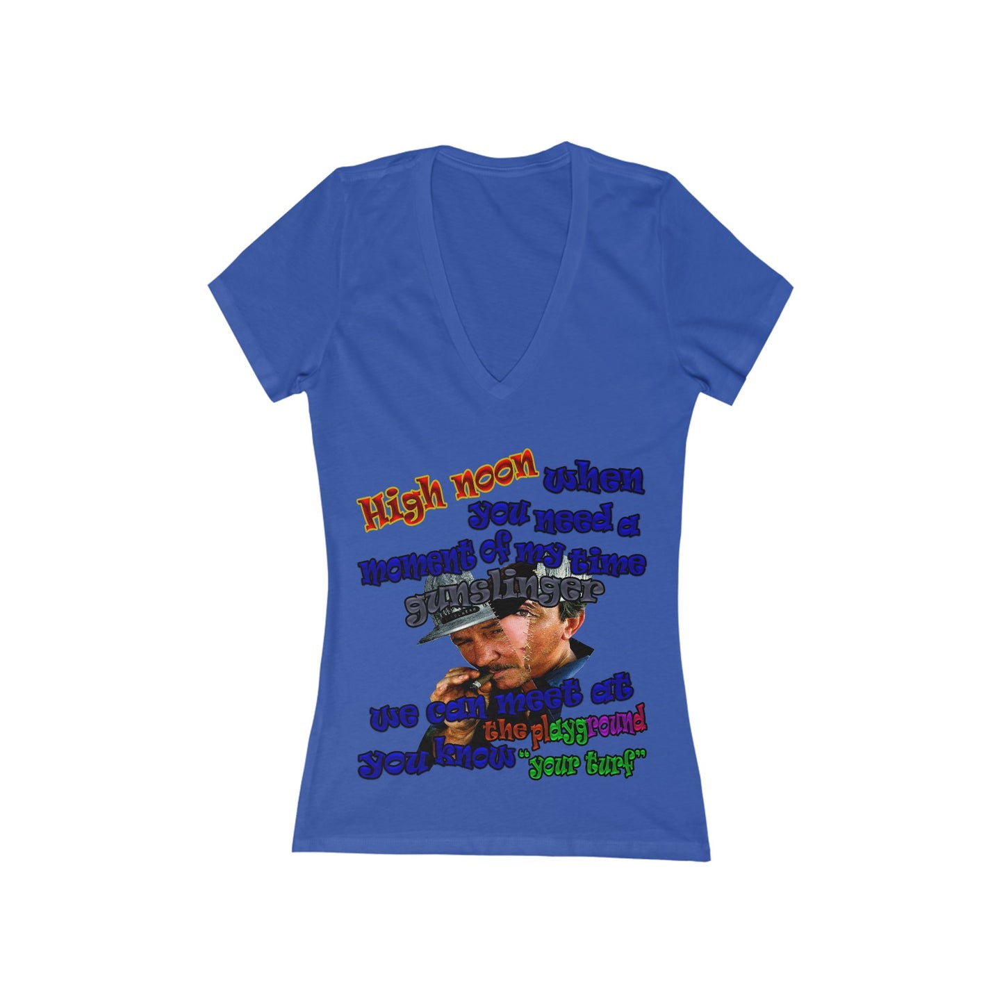 high noon - Women's Jersey Short Sleeve Deep V-Neck Tee