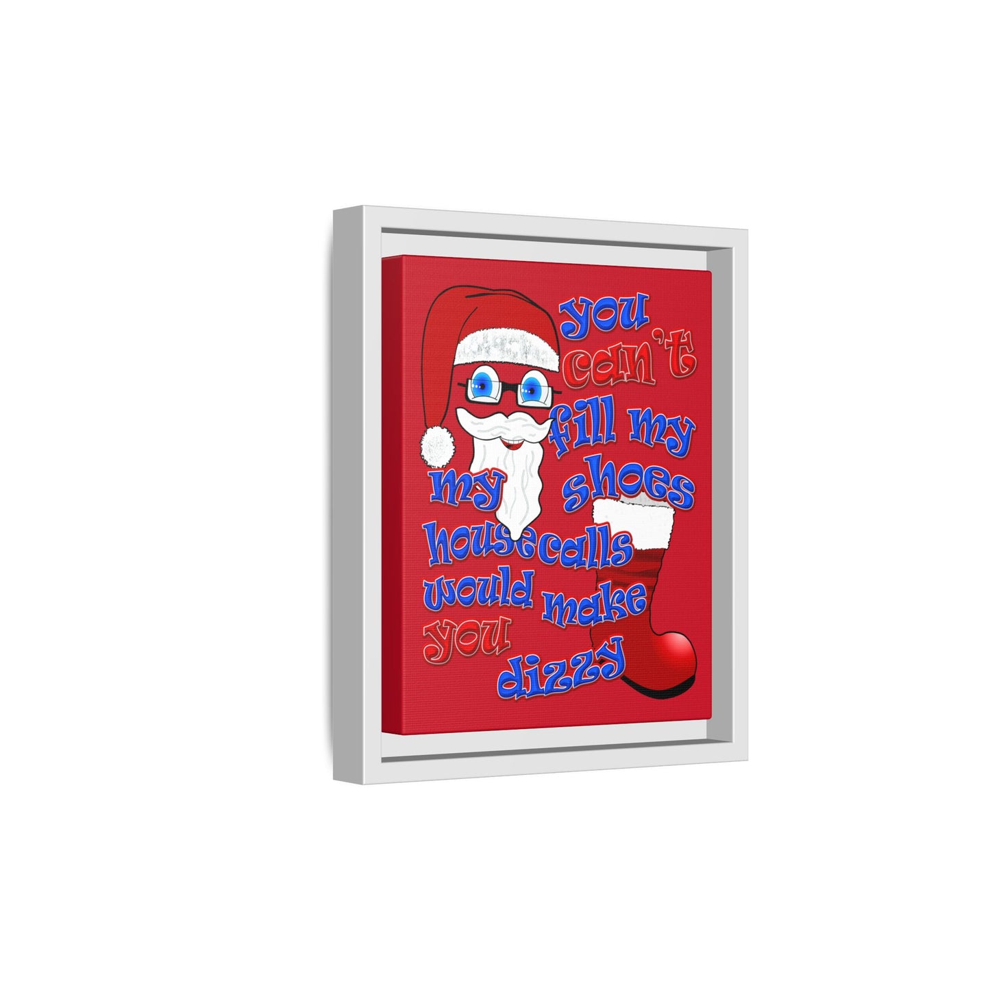 santa's shoes - framed canvas art (dark red)