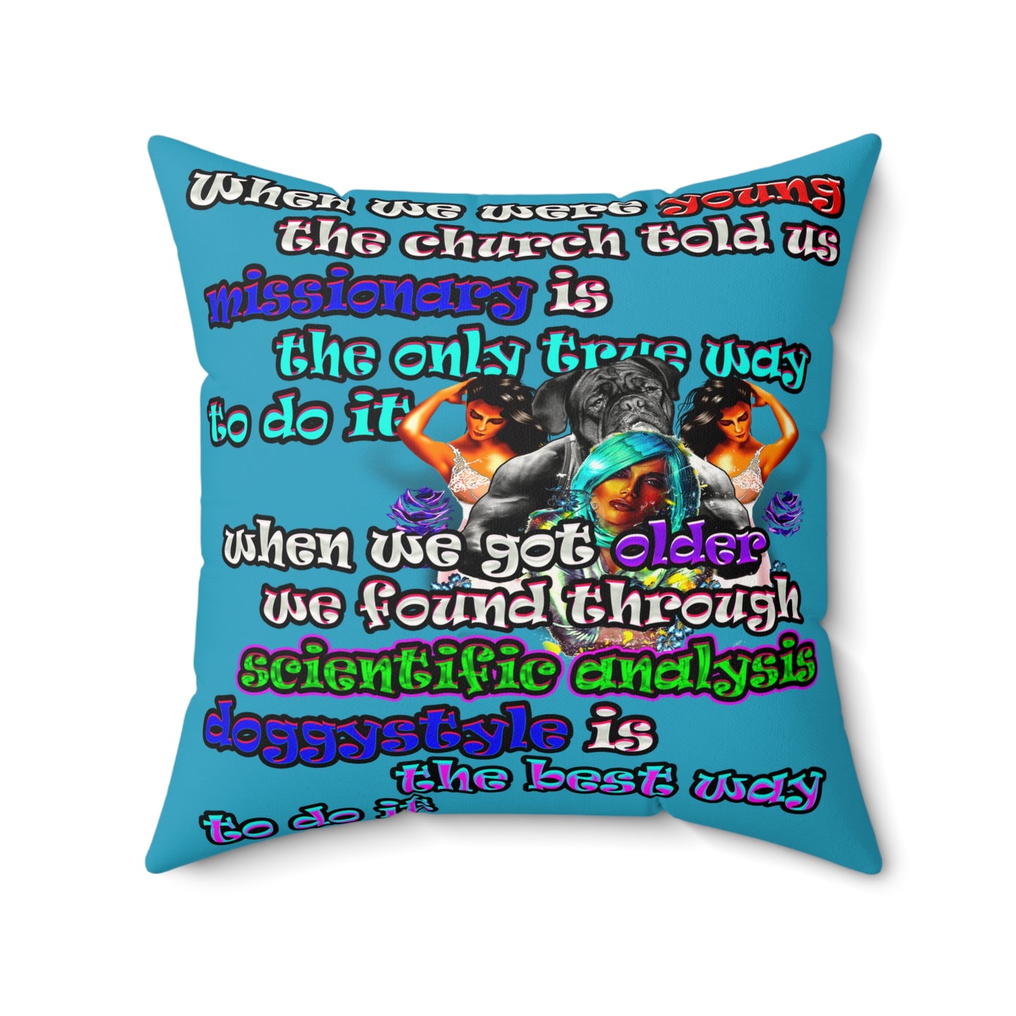 doggystyle - Faux Suede Square Pillow - (turquoise)