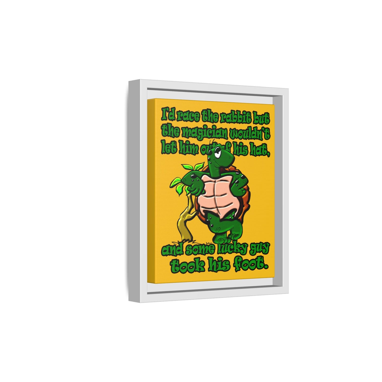 turtle race - framed canvas art (yellow)