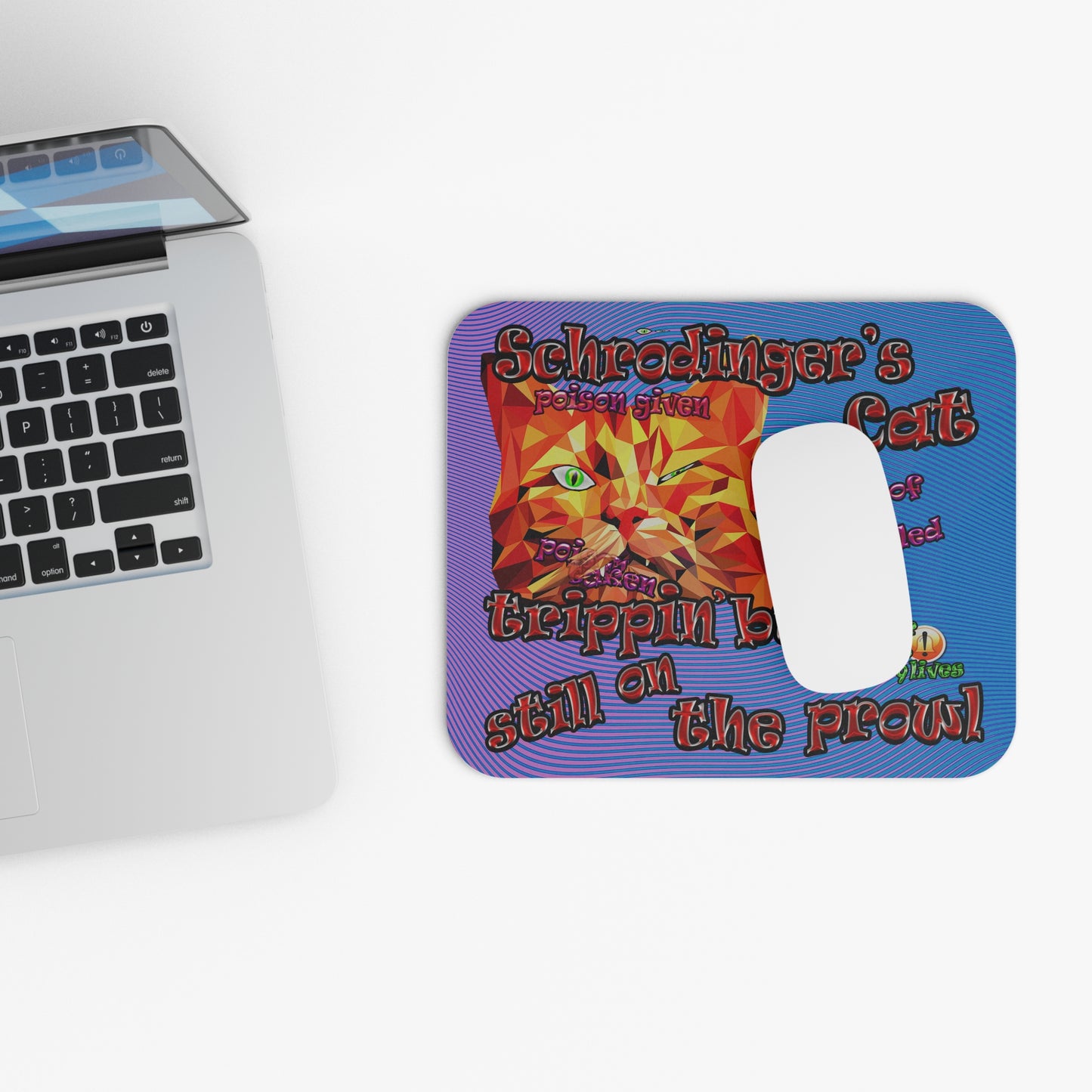schrodinger's cat - Mouse Pad (Rectangle) (light blue-purple wave)
