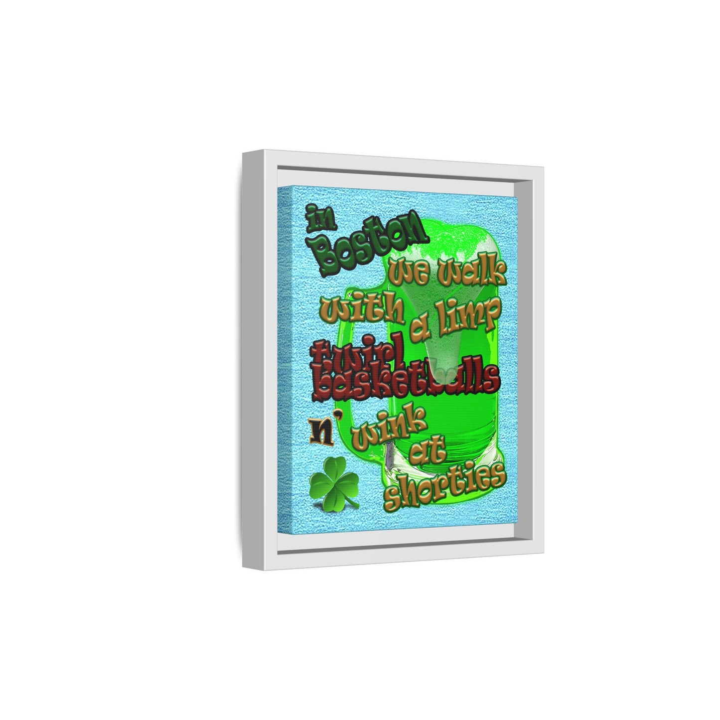 celtics logo - framed canvas art (faded blue)
