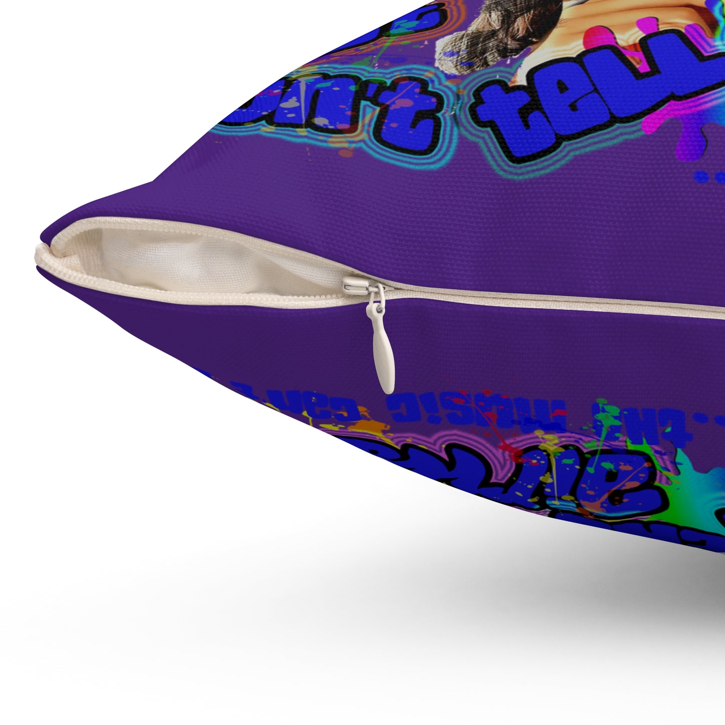 drop the beat - Spun Polyester Square Pillow - (purple)