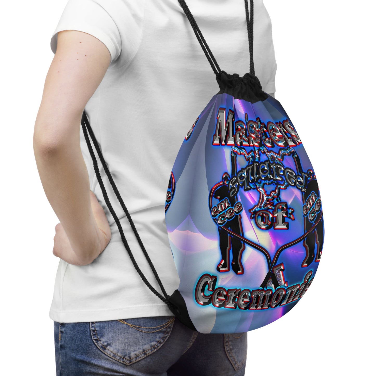 em cee squared - Drawstring Bag (grey-pink wave)