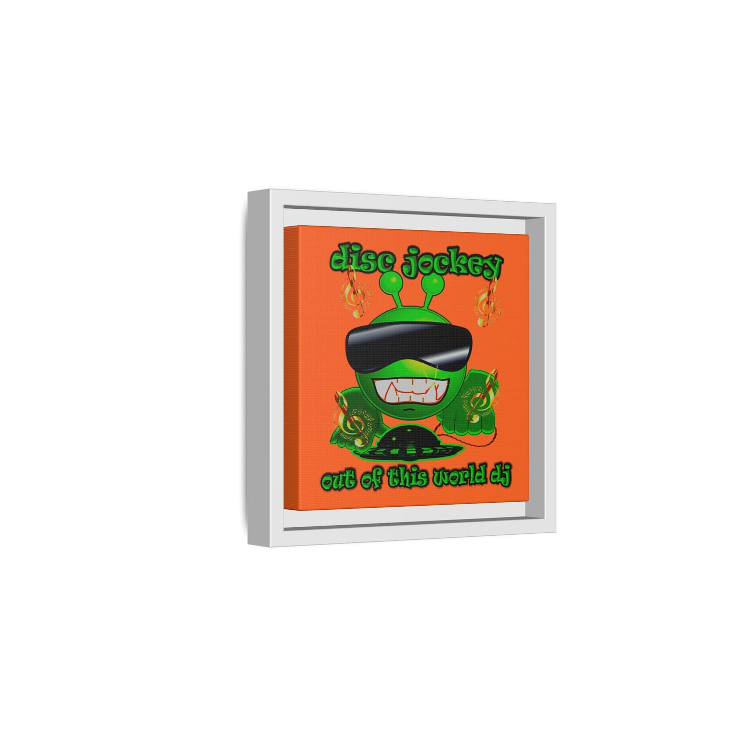disc jockey - framed canvas art (orange)