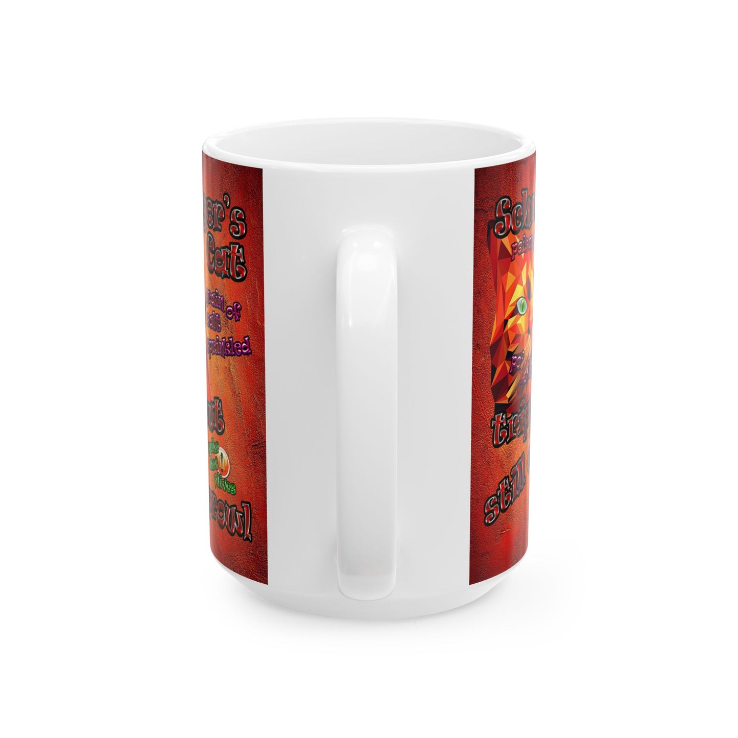 schrodinger's cat - White Mug (burnt orange)
