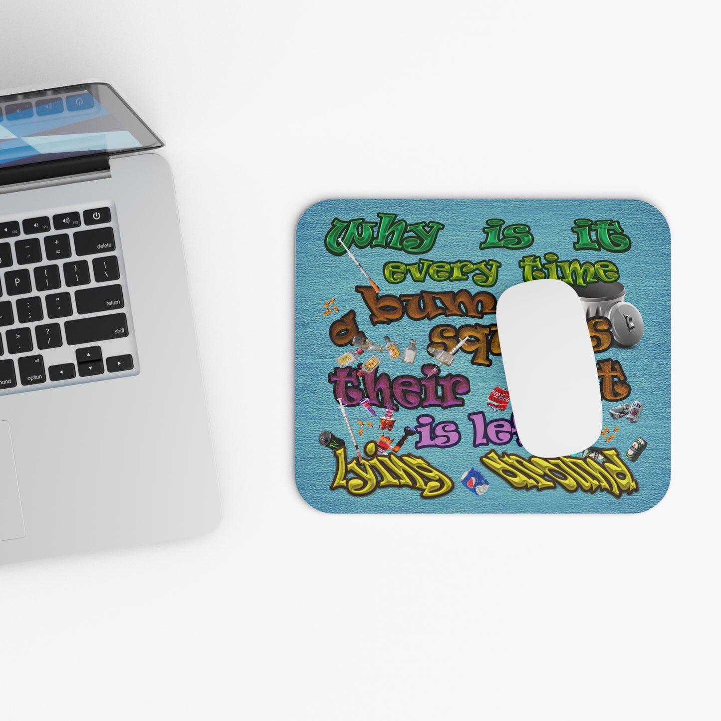 the bum's shit - Mouse Pad (Rectangle) (faded blue)