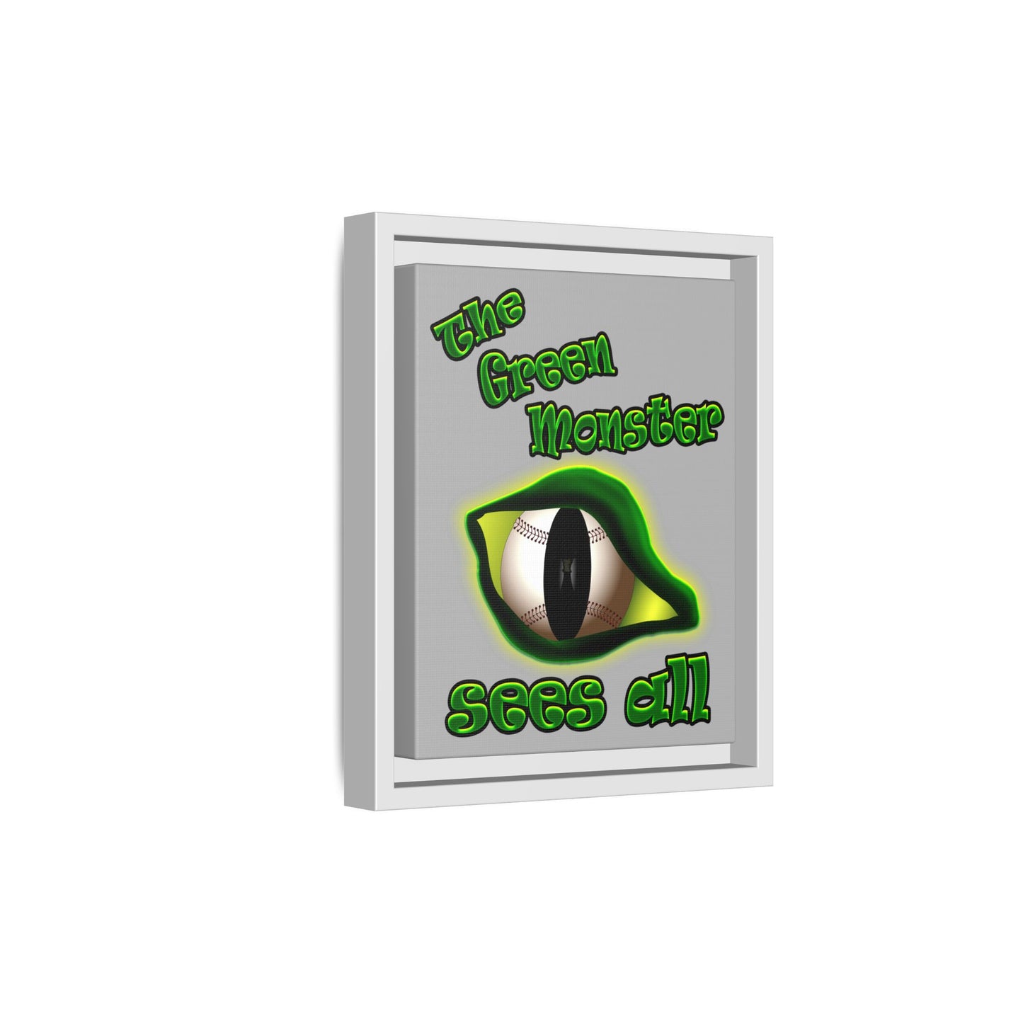 green monster - framed canvas art (light grey)