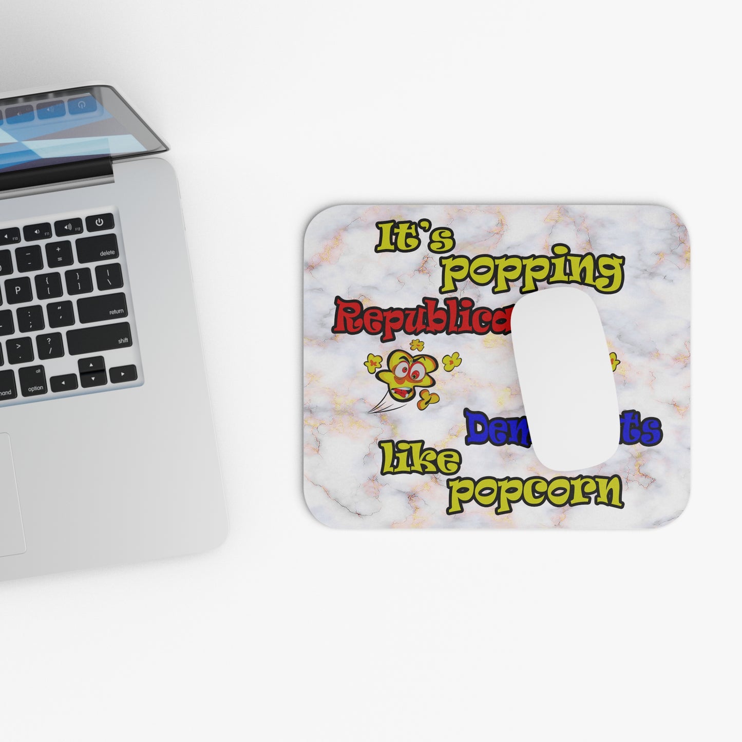 popping like popcorn - Mouse Pad (Rectangle) (white marble)