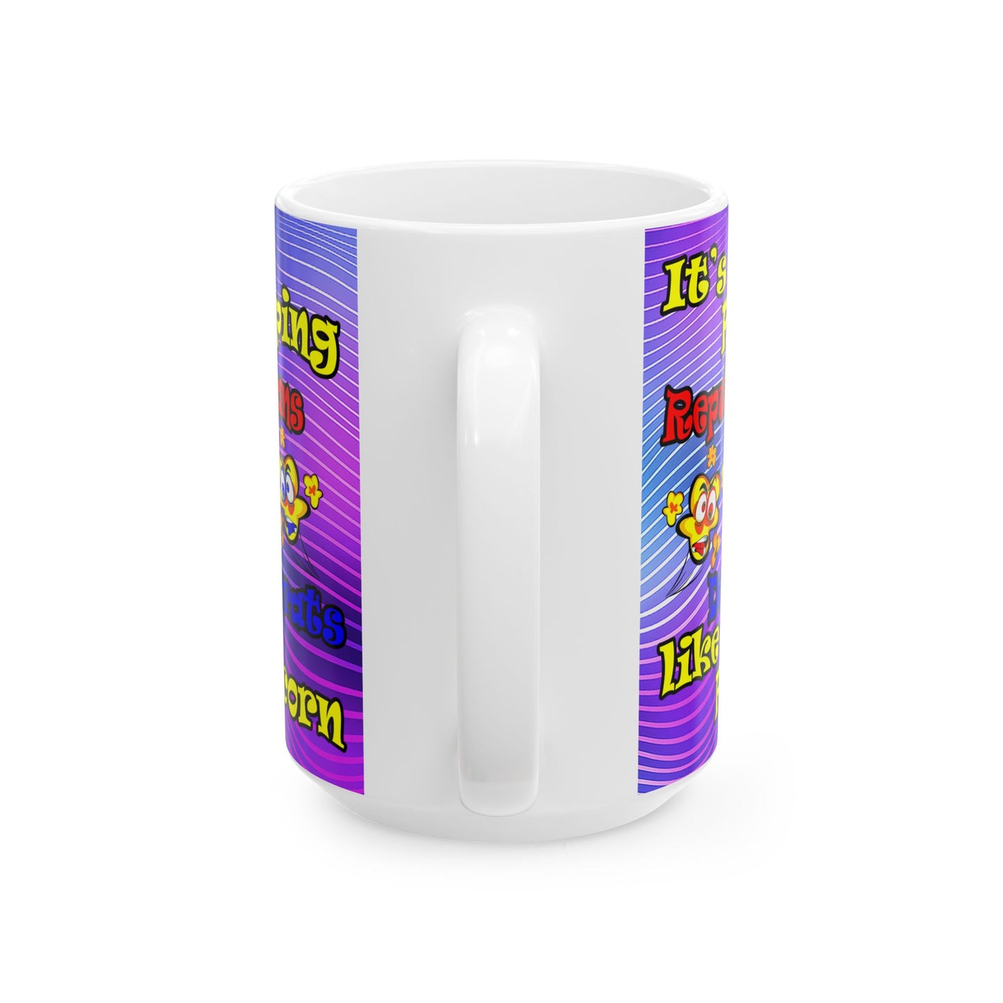 popping like popcorn - White Mug (purple wave)