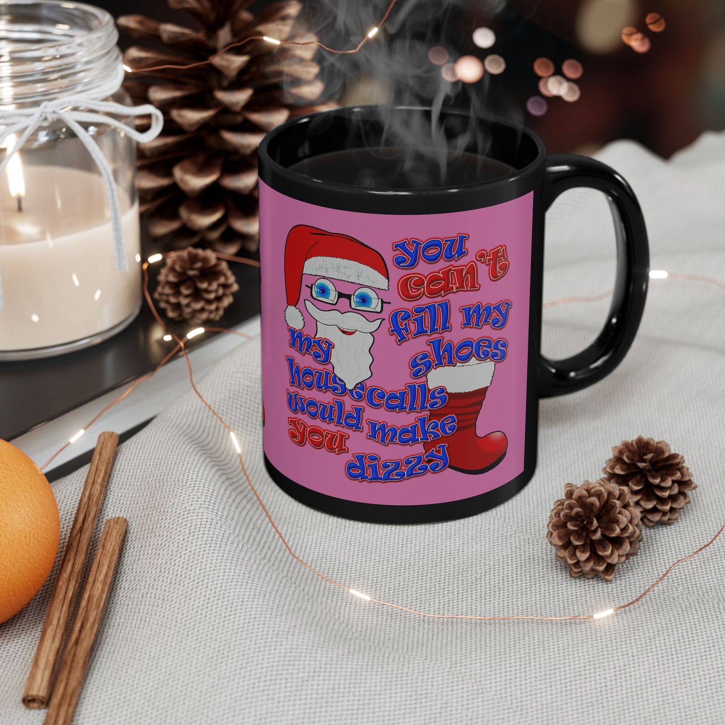 santa's shoes - Black Mug (light pink)