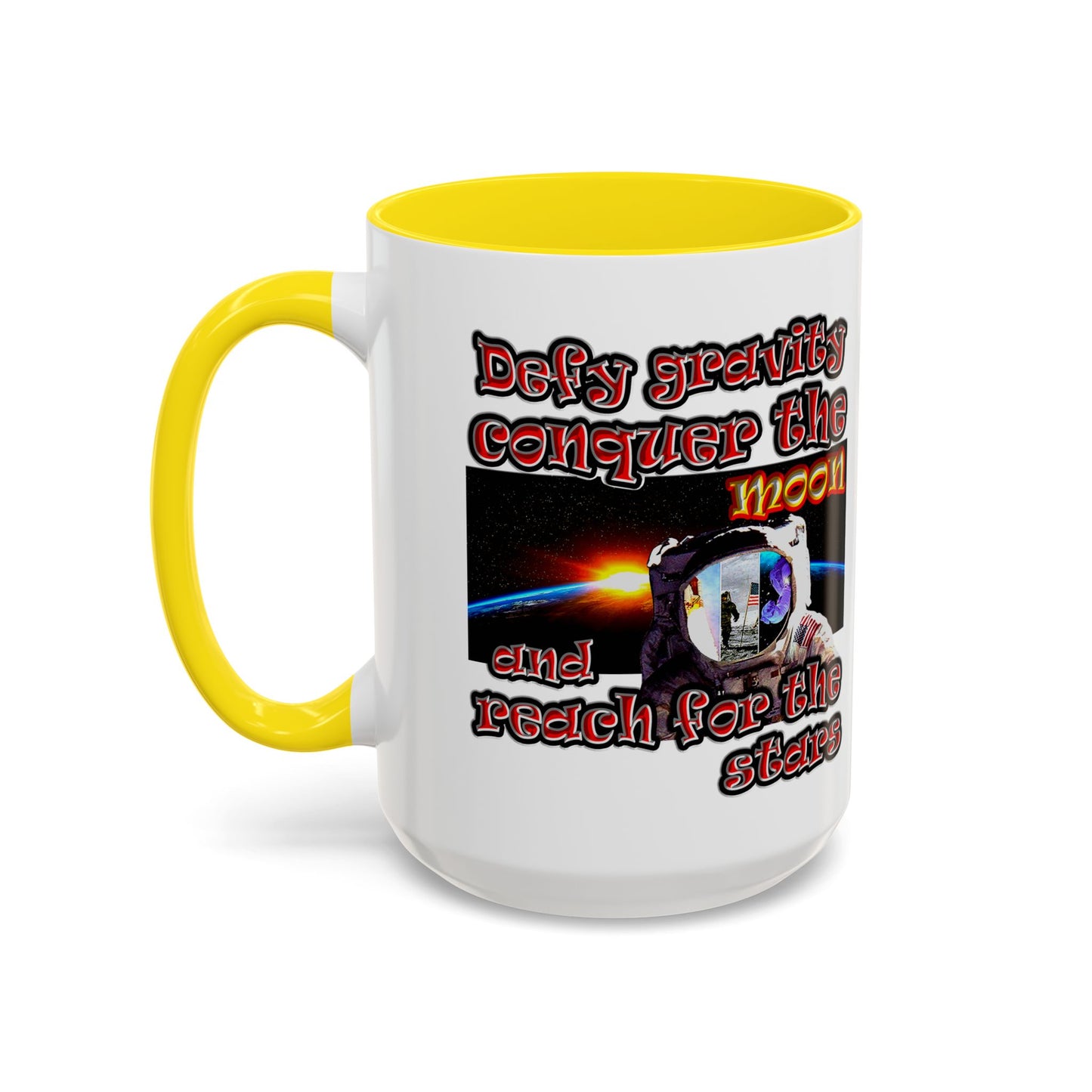 defy conquer reach - Accent Mug (white)