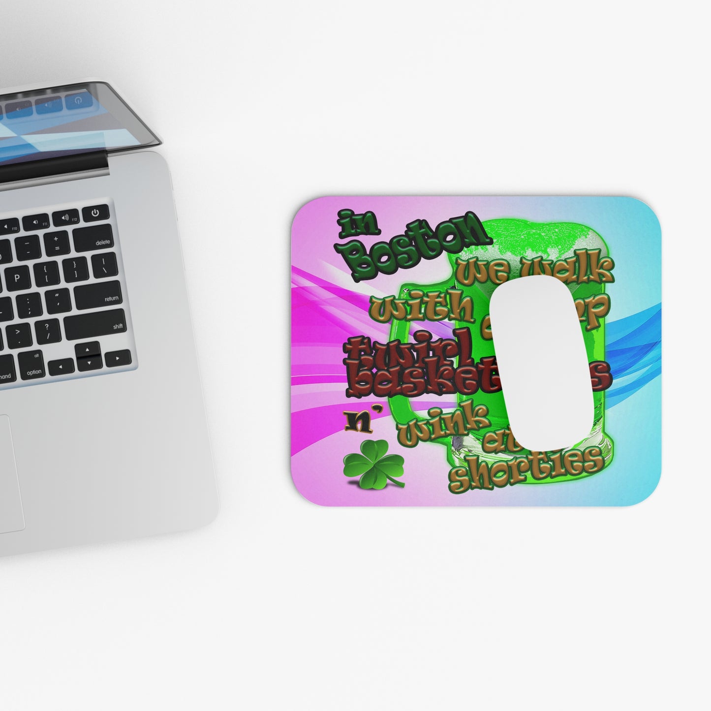 celtics logo - Mouse Pad (Rectangle) (light blue-pink wave)