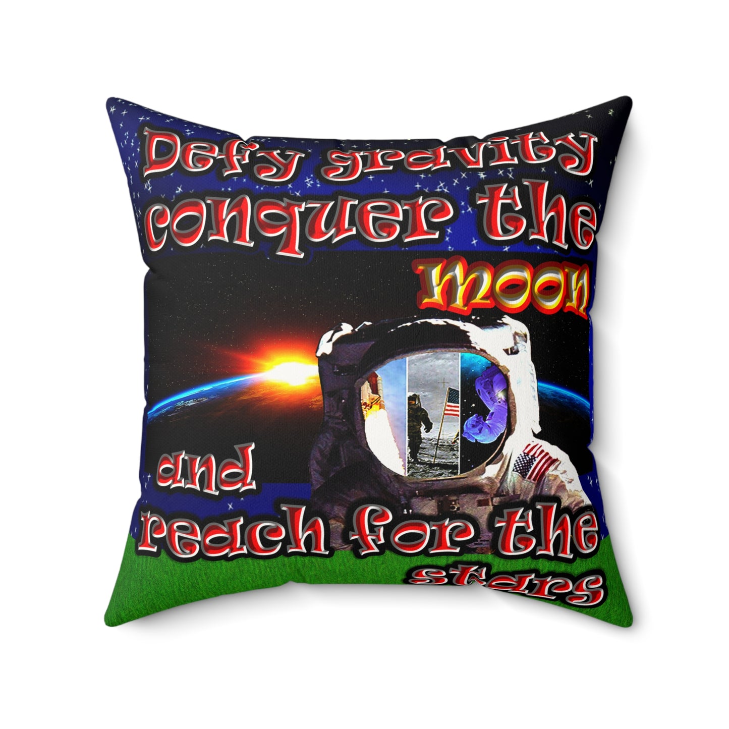 defy conquer reach - Faux Suede Square Pillow - ('snoops' background)