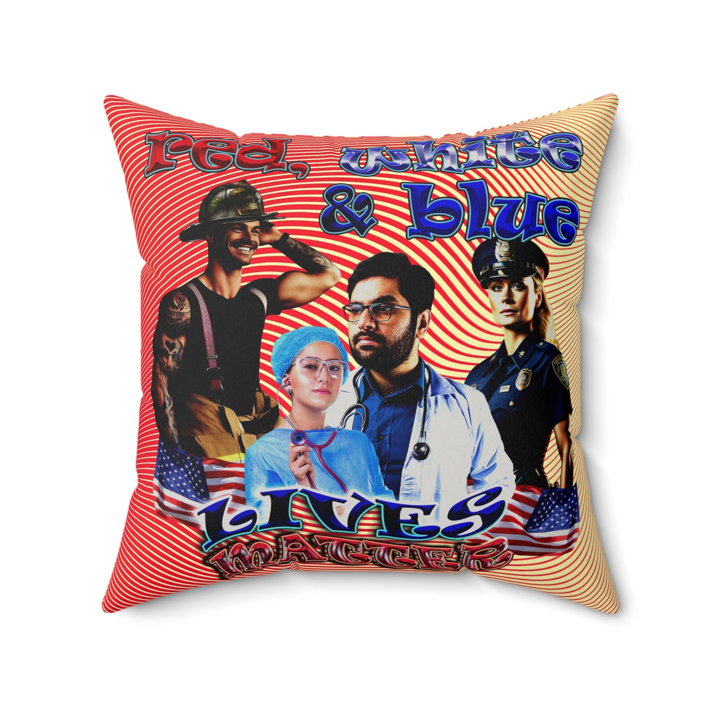 rw&b lives matter - Faux Suede Square Pillow - (yellow-orange wave)