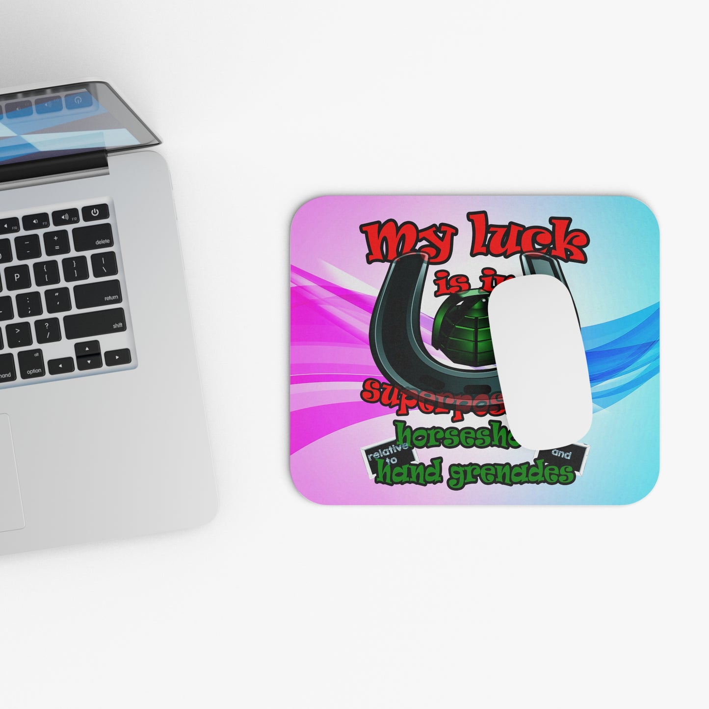 my luck - Mouse Pad (Rectangle) (light blue-pink wave)