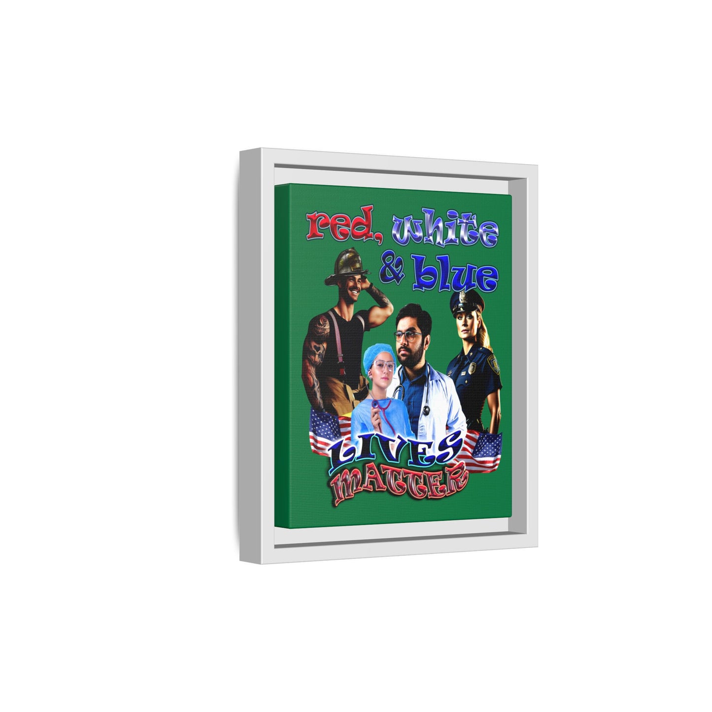 rw&b lives matter - framed canvas art (dark green)
