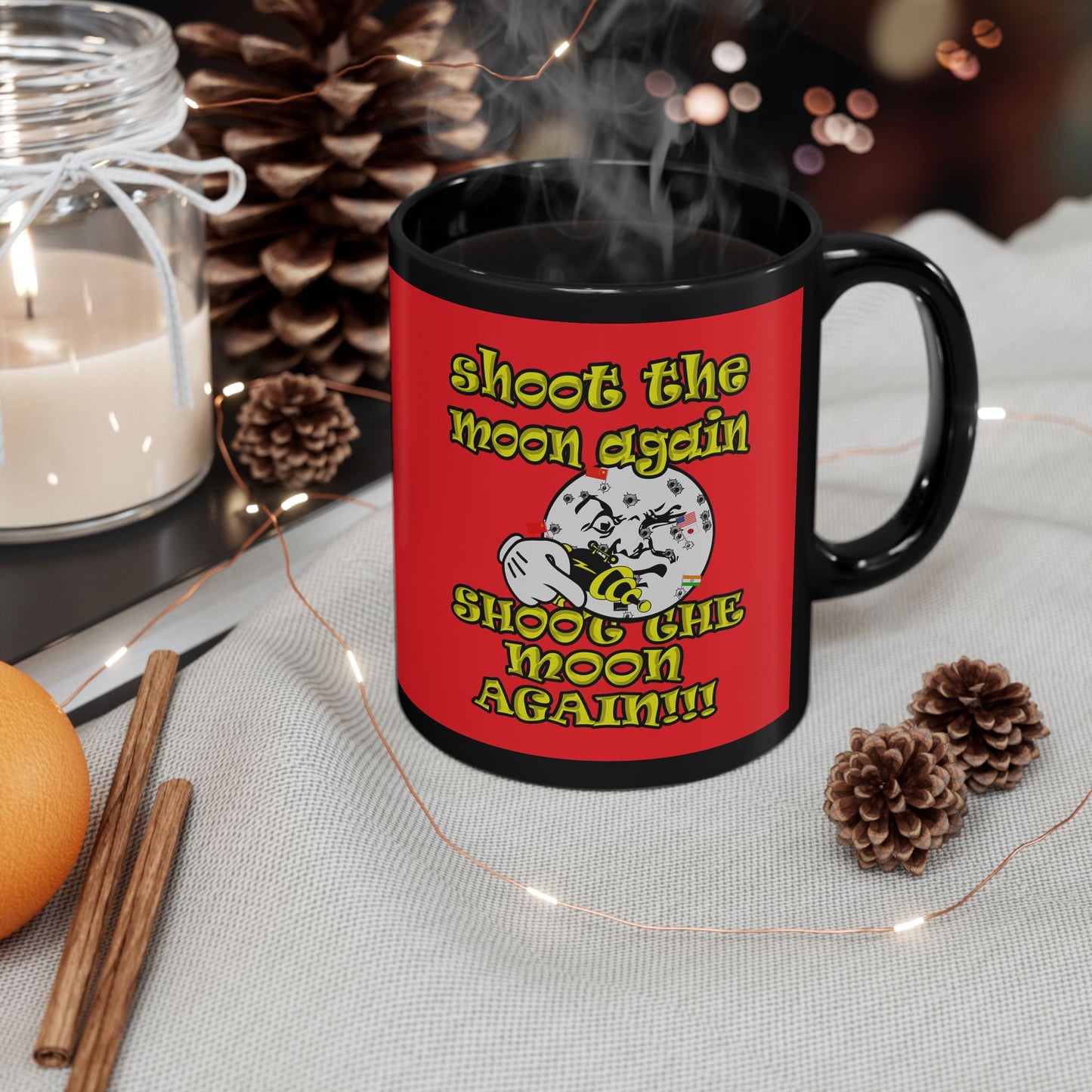 shoot the moon again - Black Mug (red)