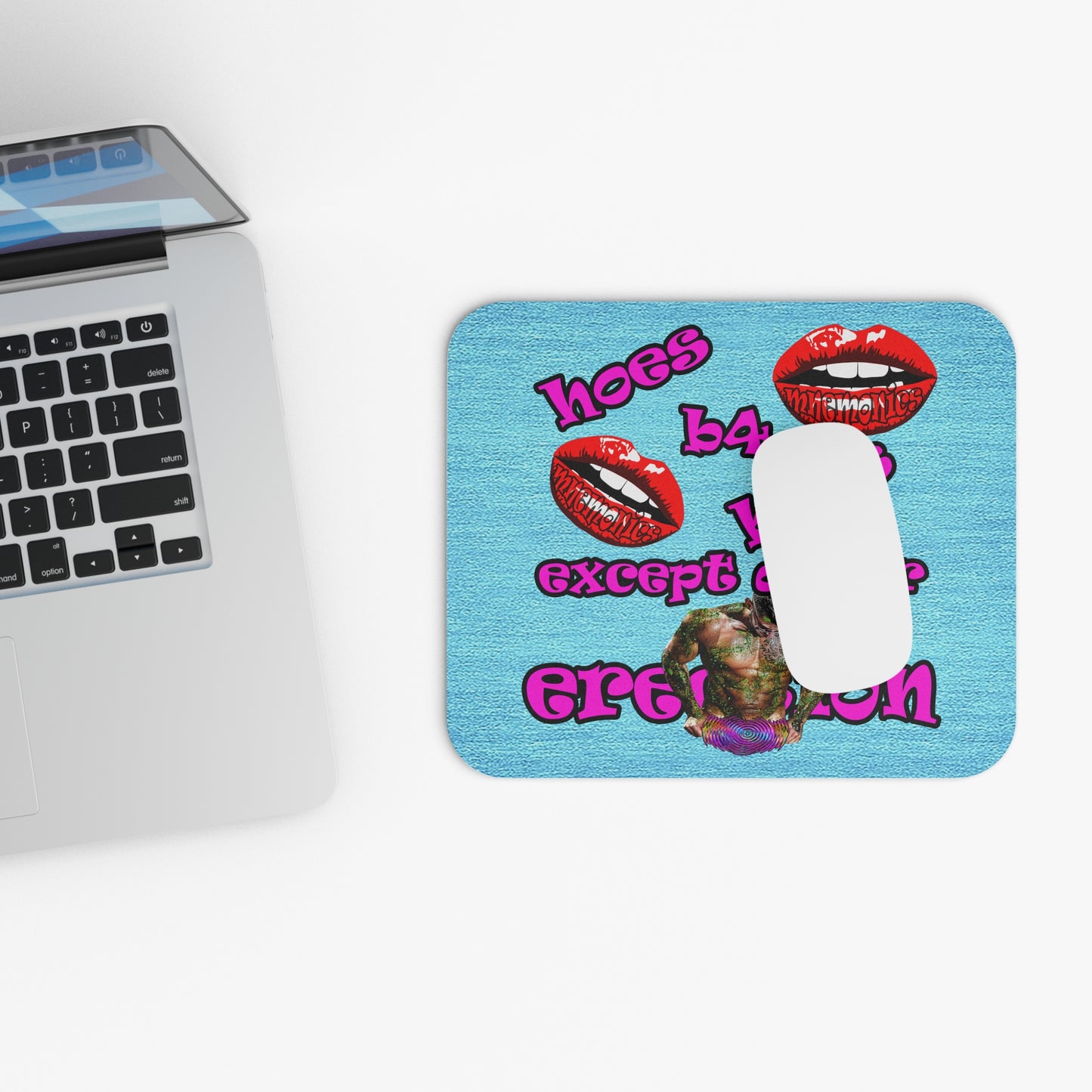 hoes b4 bros - Mouse Pad (Rectangle) (faded blue)