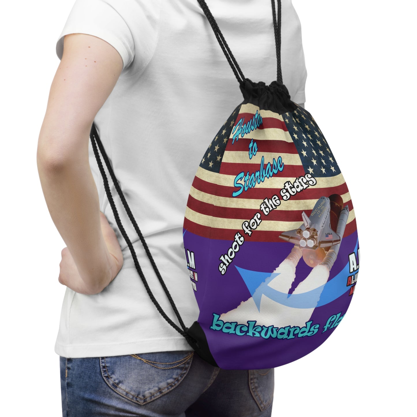 shoot for the stars - Drawstring Bag (purple)