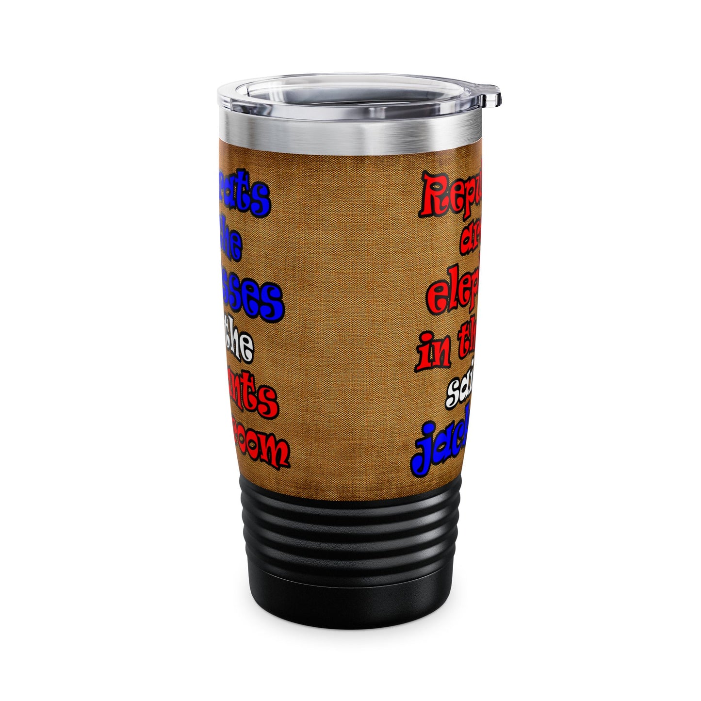 donkeys and elephants - Ringneck Tumbler, 20oz (brown papyrus)