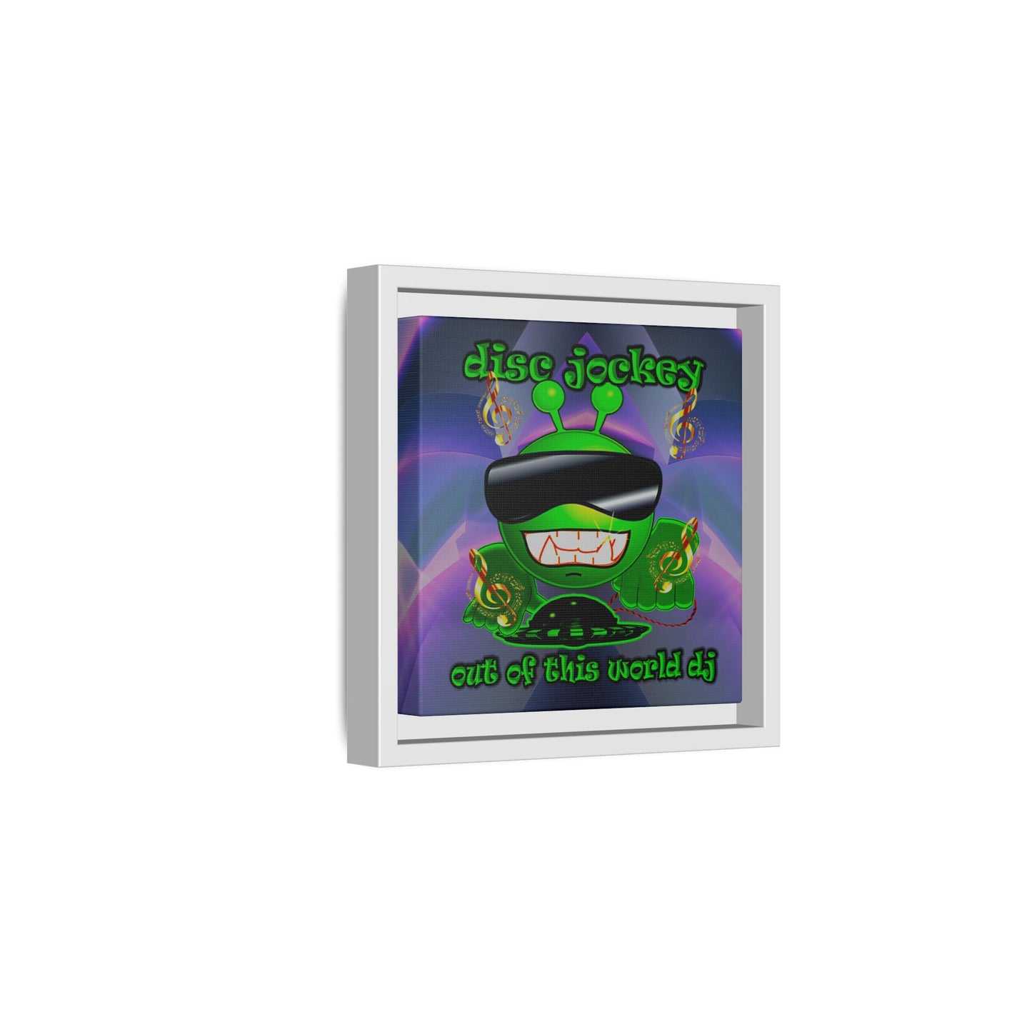 disc jockey - framed canvas art (grey-pink wave)