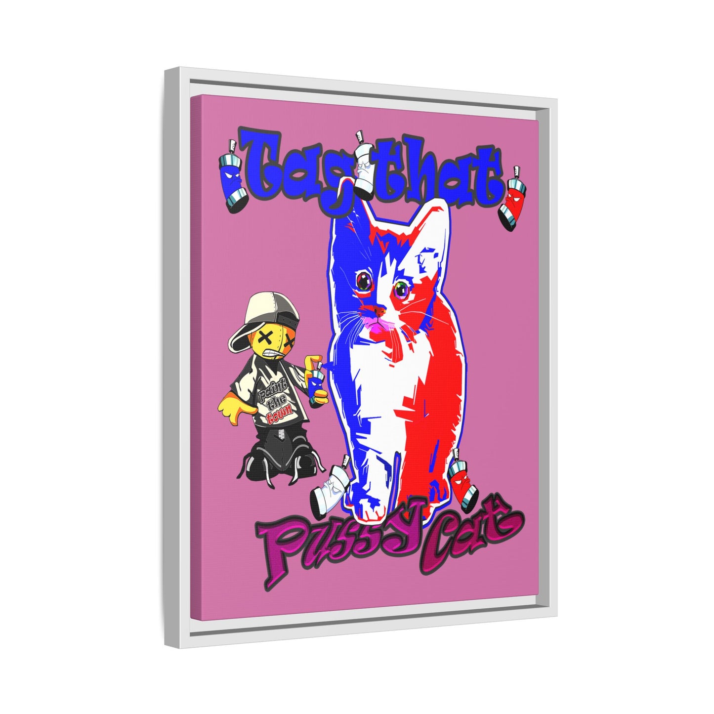 tag that - framed canvas art (light pink)