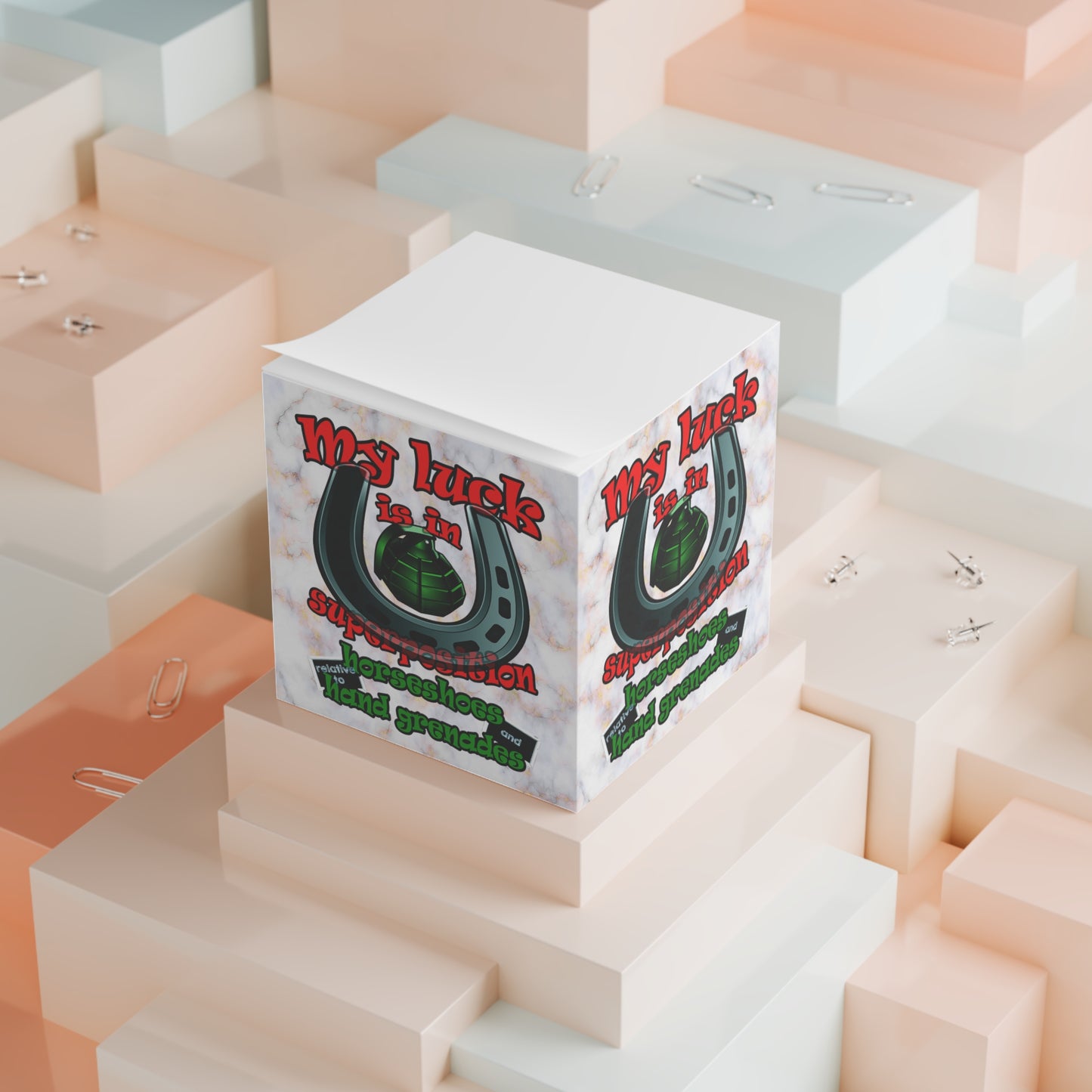 my luck - note cube (white marble)