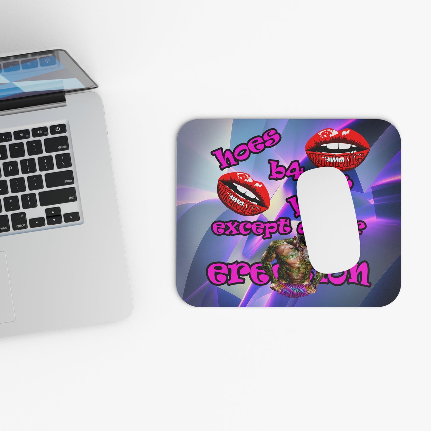 hoes b4 bros - Mouse Pad (Rectangle) (grey-pink wave)