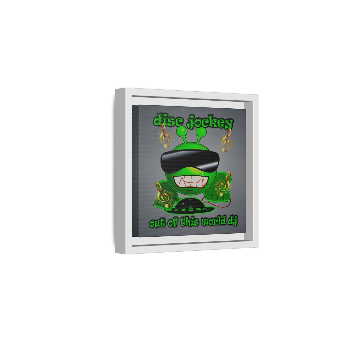 disc jockey - framed canvas art (grey-light grey)