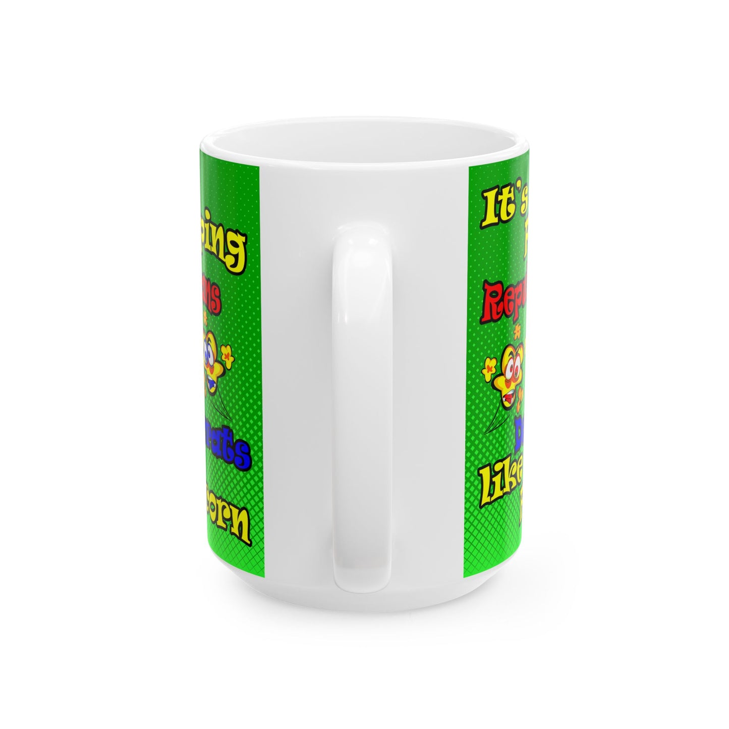 popping like popcorn - White Mug (logo green)