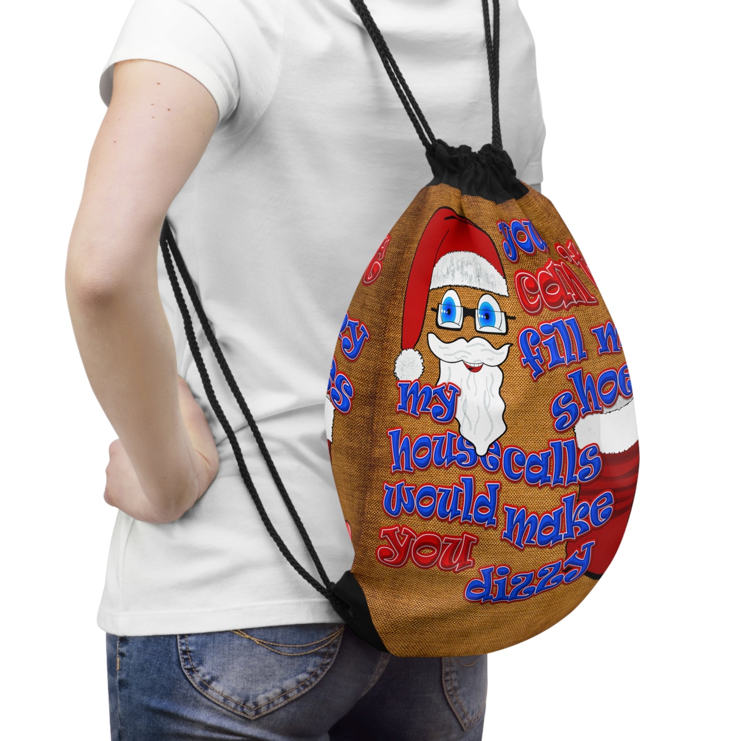 santa's shoes - Drawstring Bag (dichromatic brown papyrus)