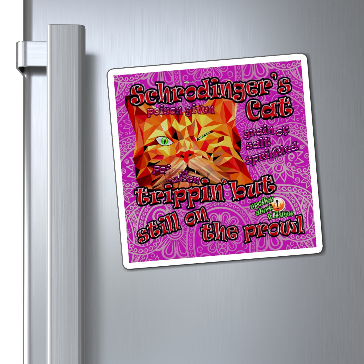 schrodinger's cat - Magnets - (pink swirl)