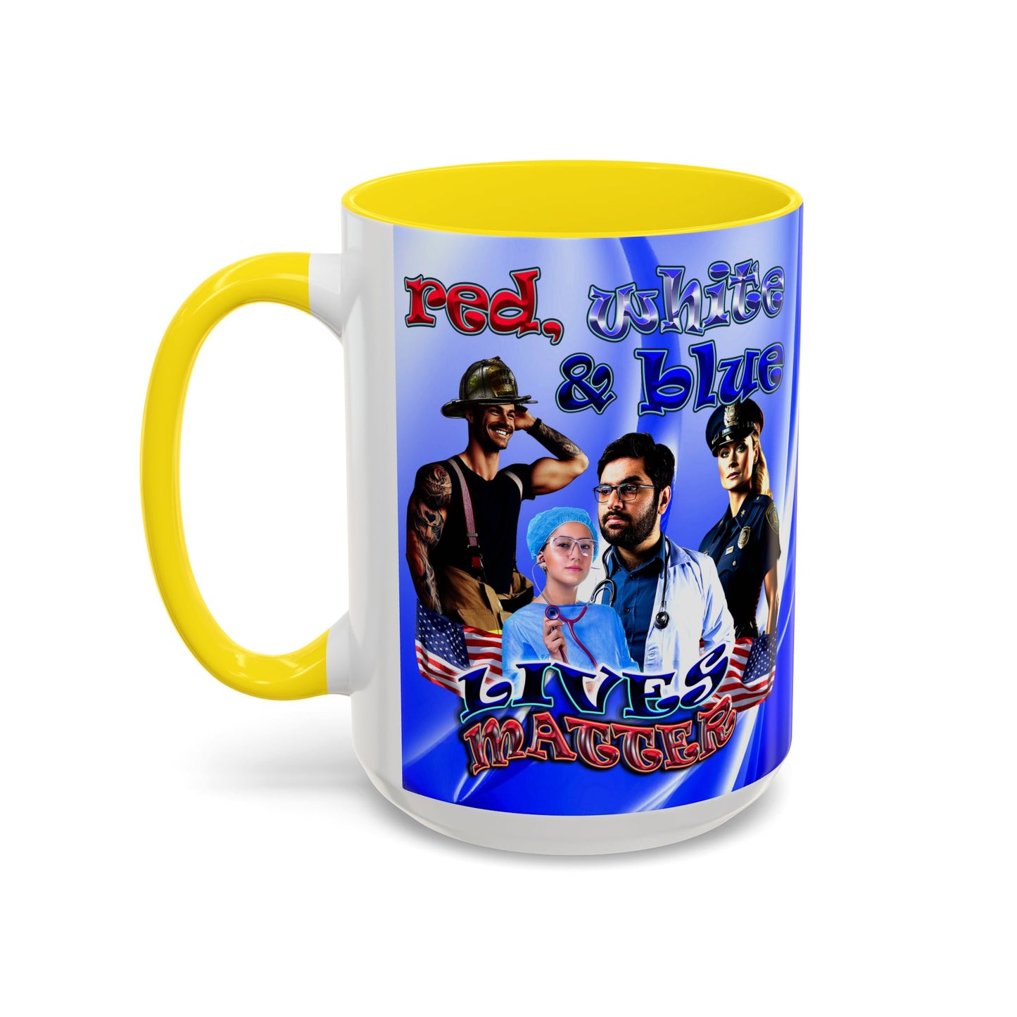 rw&b lives matter - Accent Mug (blue-white wave)