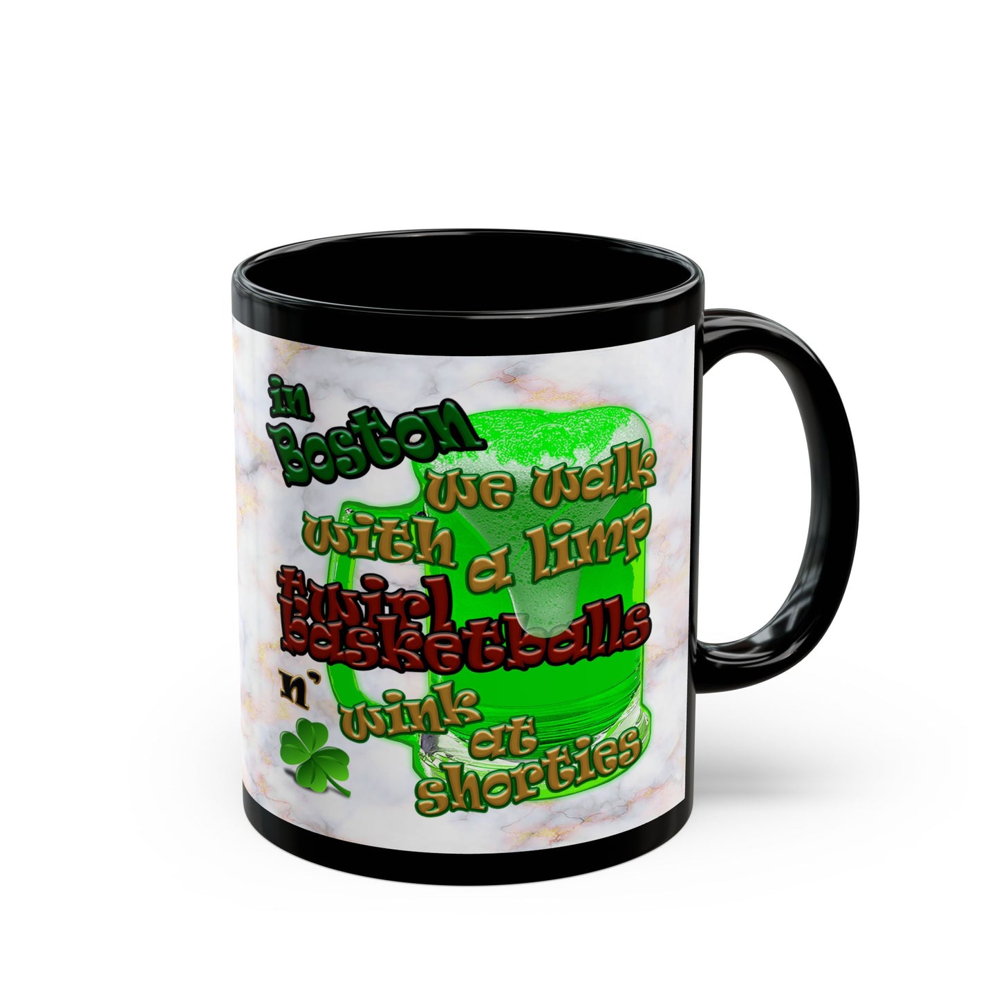 celtics logo - Black Mug (white marble)