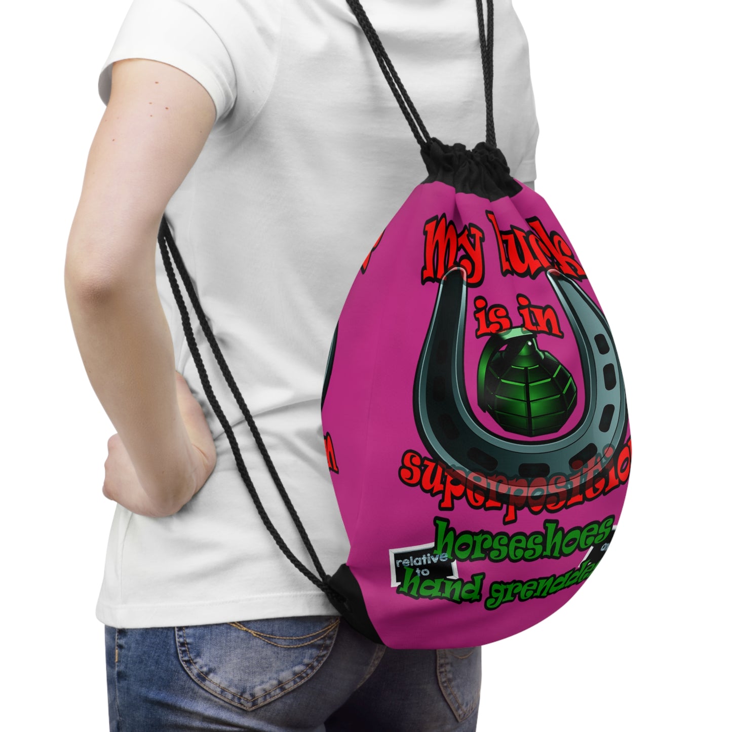 my luck - Drawstring Bag (pink)