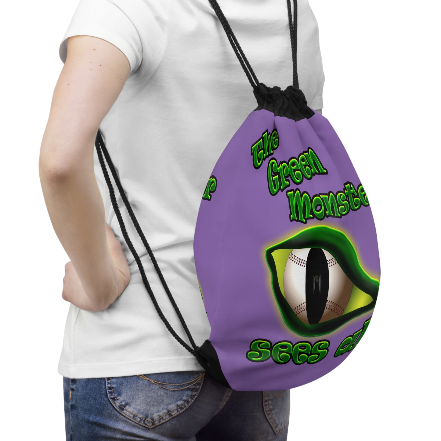 green monster - Drawstring Bag (light purple)