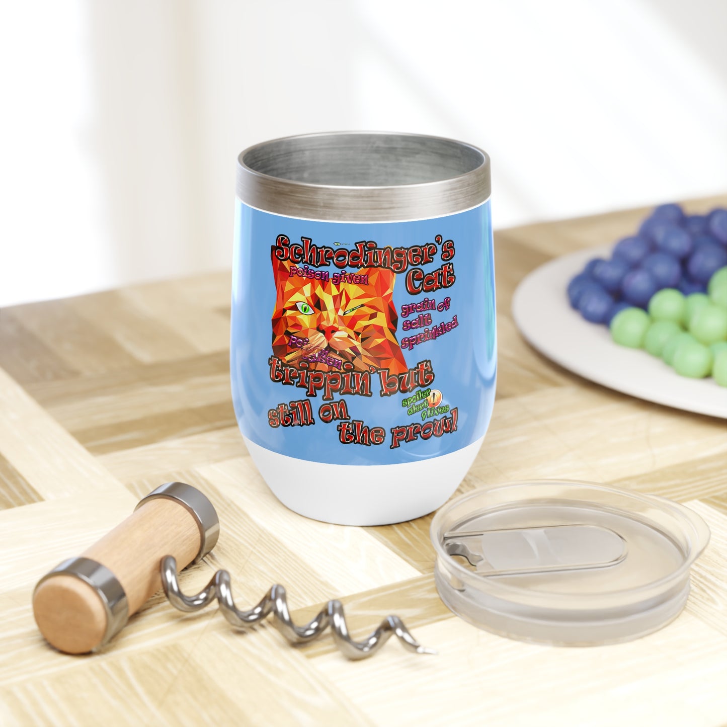 schrodinger's cat - Chill Wine Tumbler (light blue)