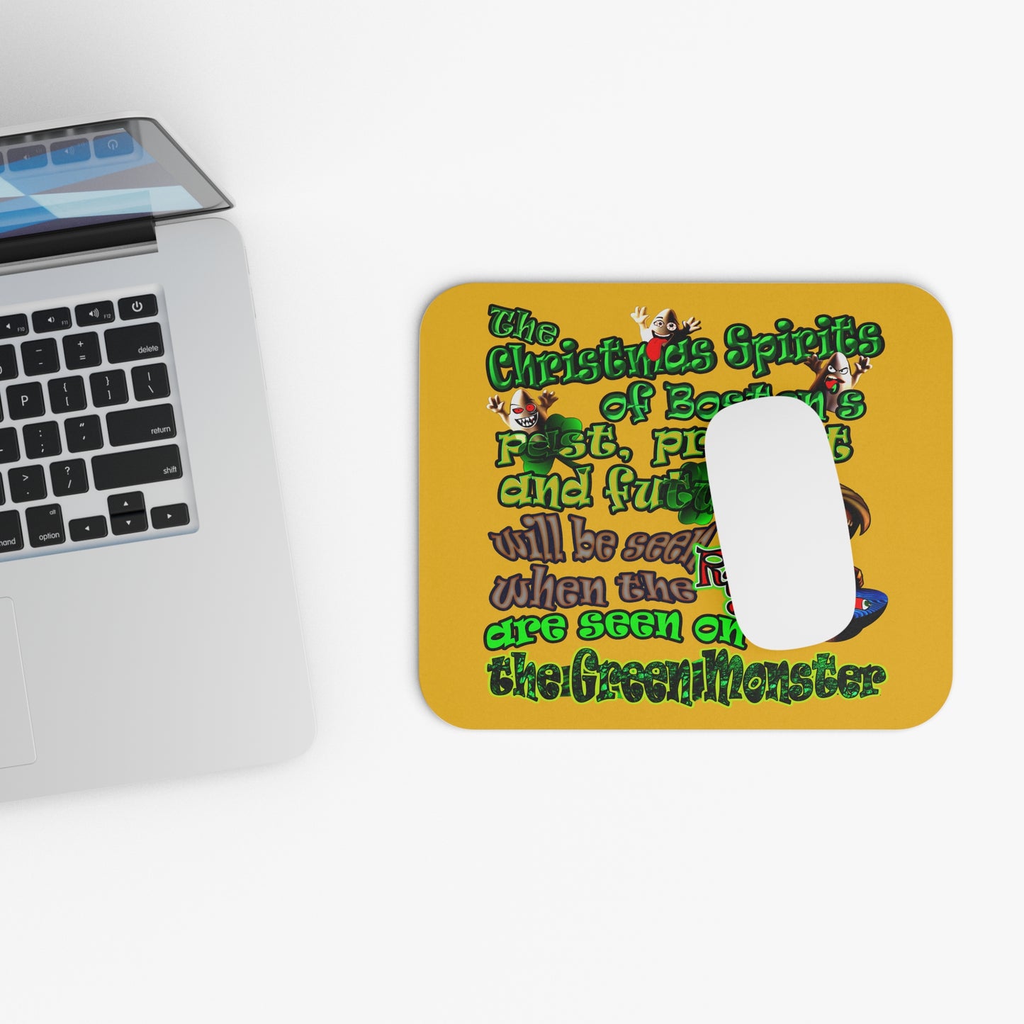 christmas spirits of boston - Mouse Pad (Rectangle) (yellow)