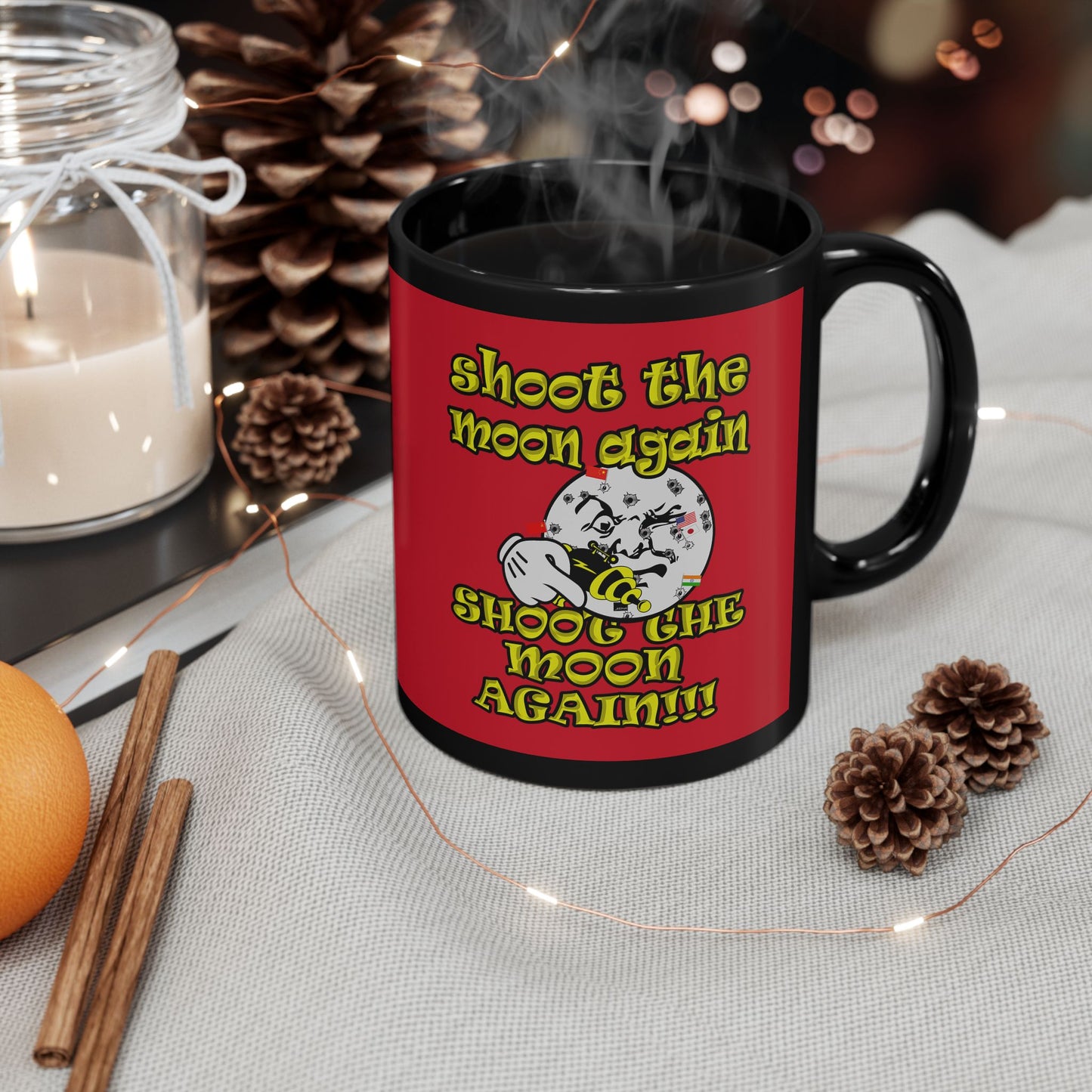 shoot the moon again - Black Mug (dark red)