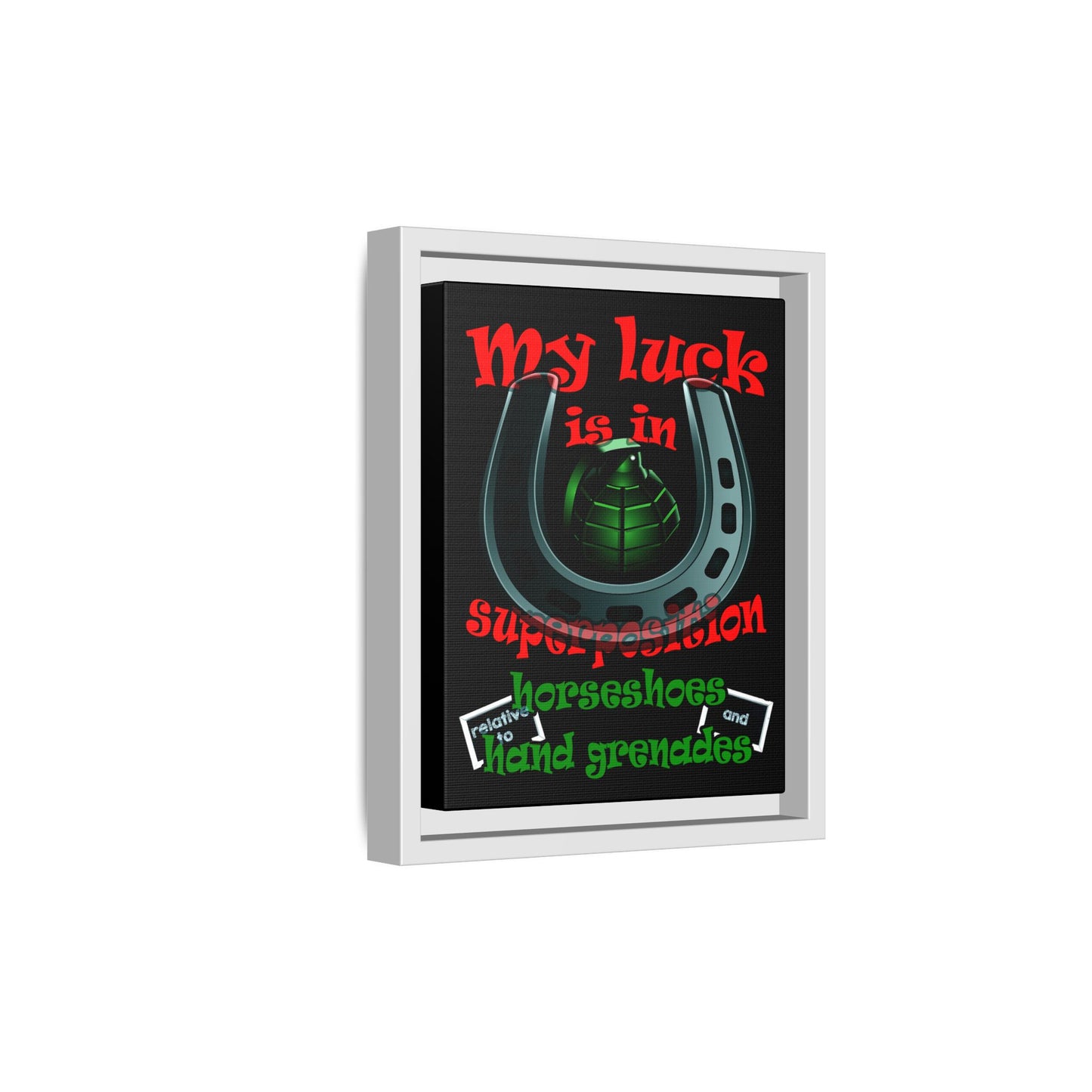 my luck - framed canvas art (black)