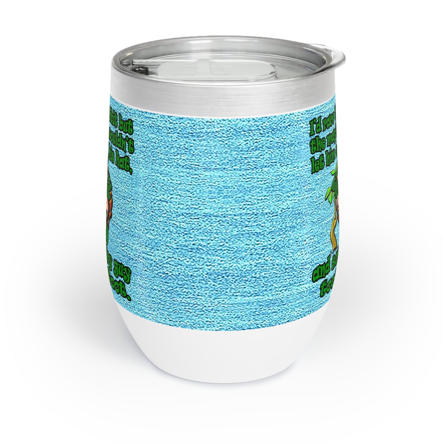 turtle race - Chill Wine Tumbler (faded blue)